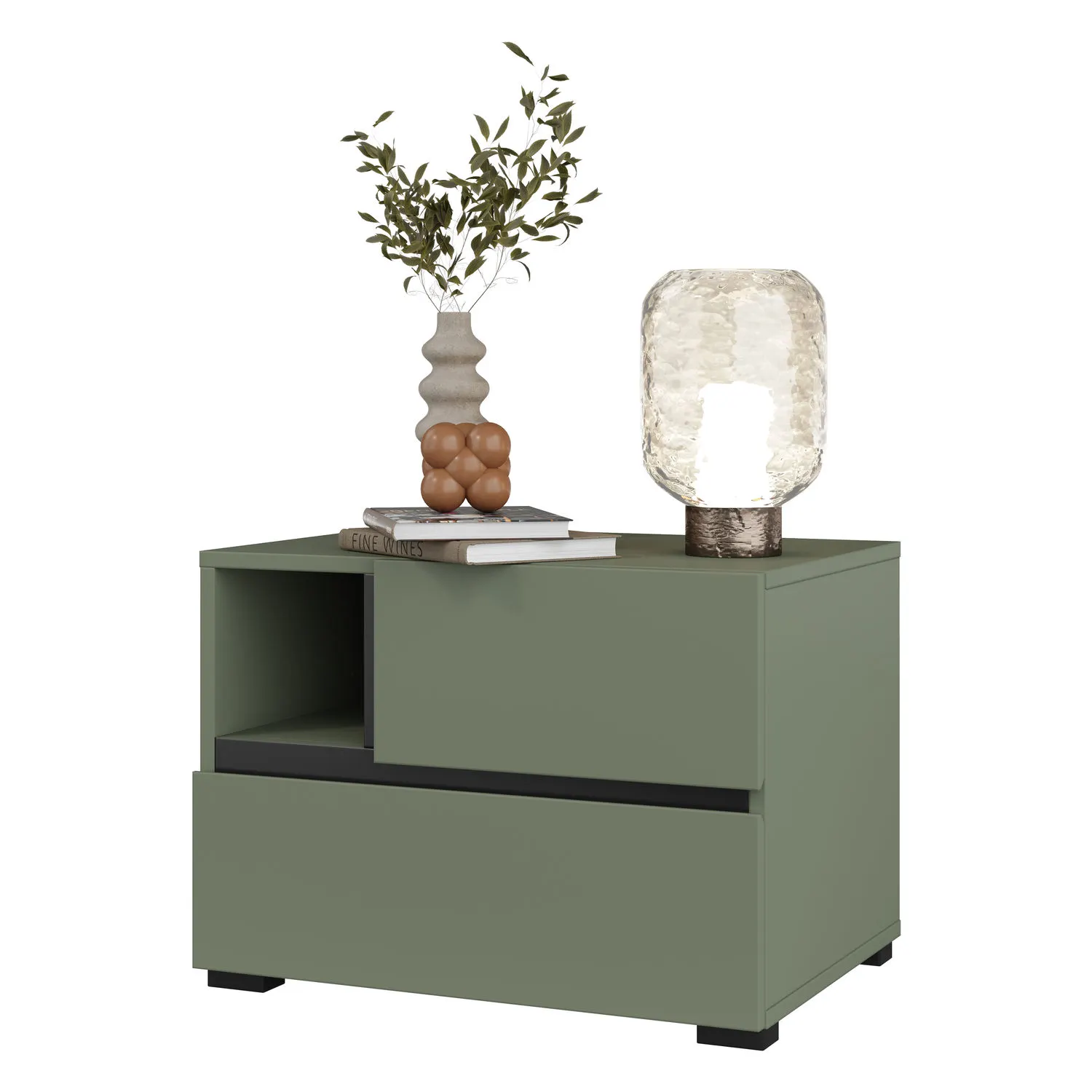 Szafka nocna z szufladami CROSS S 55x40 zielona - 24GWMY22