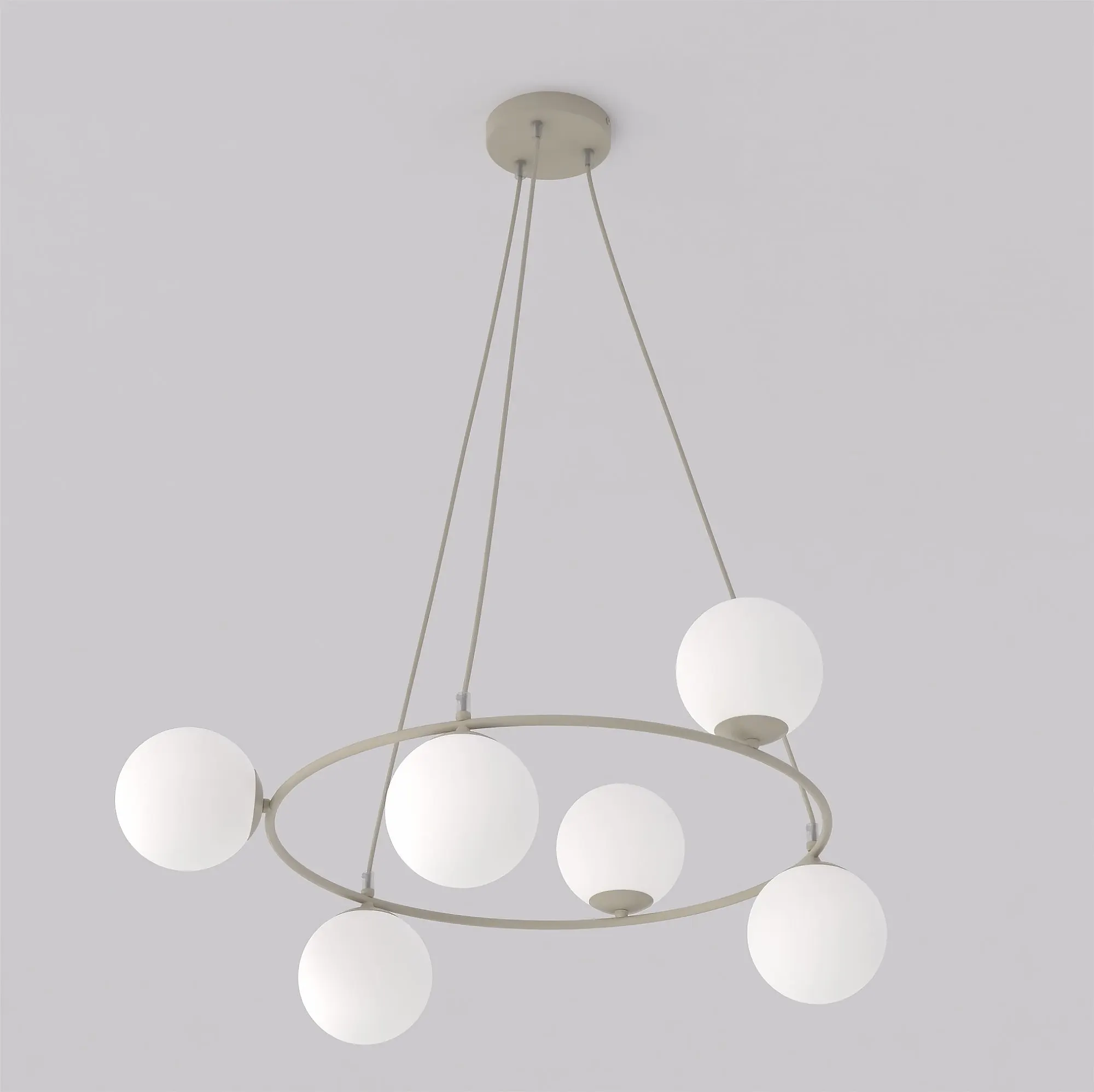 Lampa wisząca AZURA 6 MOKKA OPAL beżowa biała