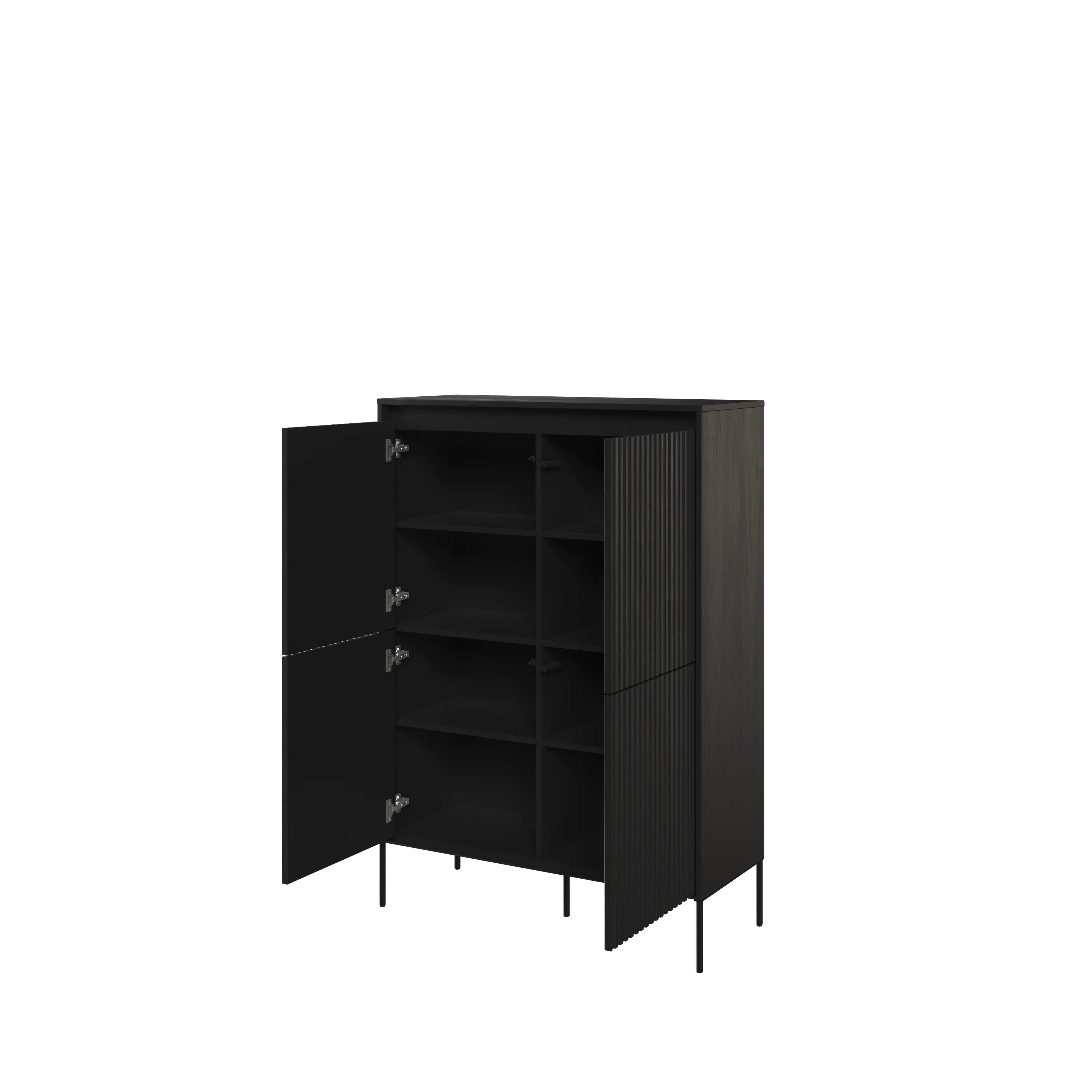 Komoda z oświetleniem TREND TR-03 4D ryflowana czarna - TR3C-V2