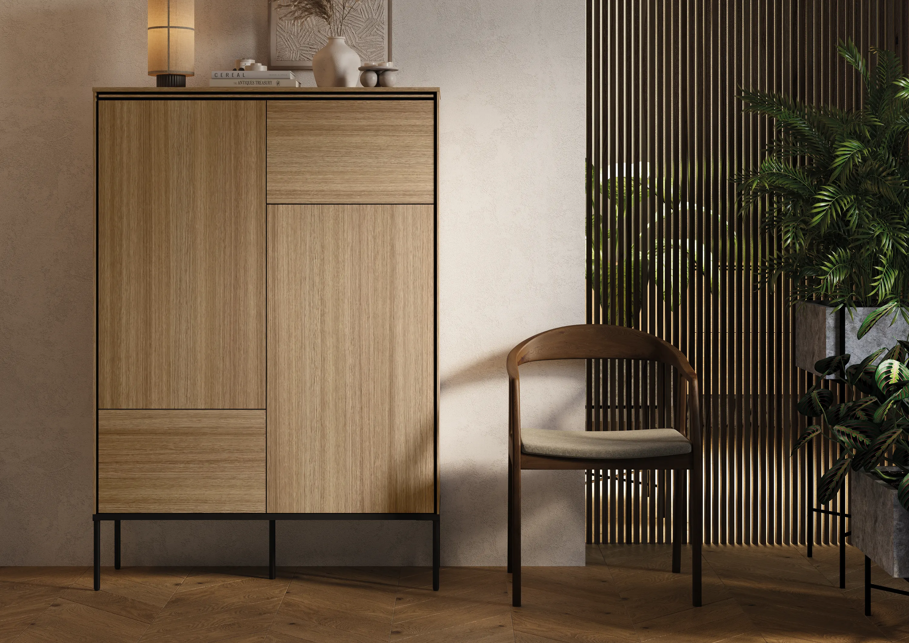 Wysoka komoda 2-drzwiowa VISSO VI-02 98cm dąb linearny - VI2DL