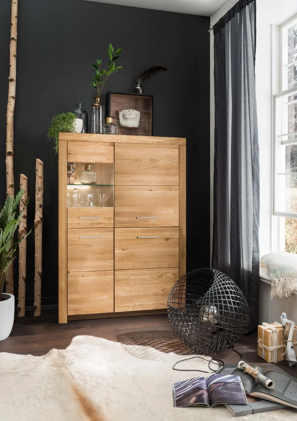 Kredens dębowy z przeszkleniem DOVE 102x141 II-Lewy - GK_1031690421