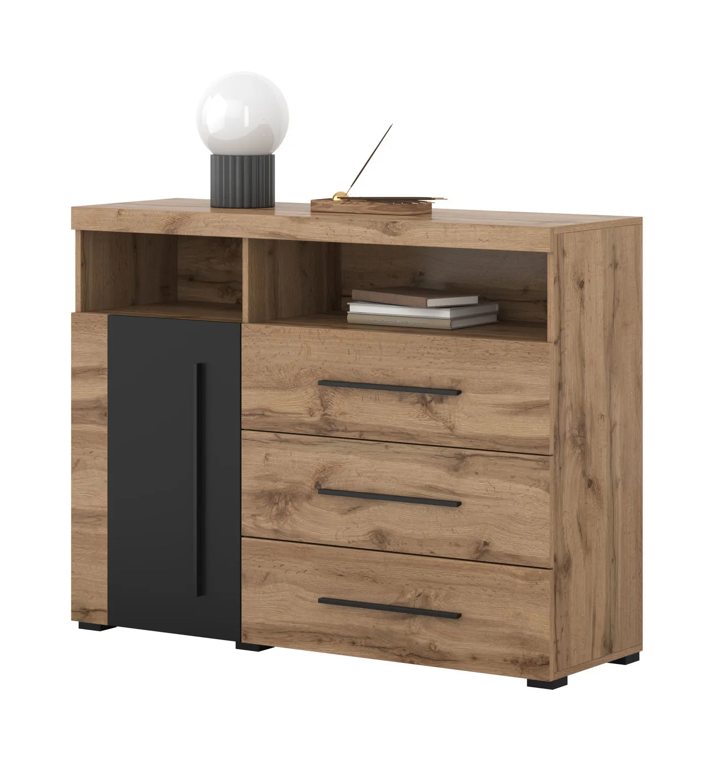 Komoda 1-drzwiowa z szufladami ROGER 1D3S dąb wotan - 22N2ZH47