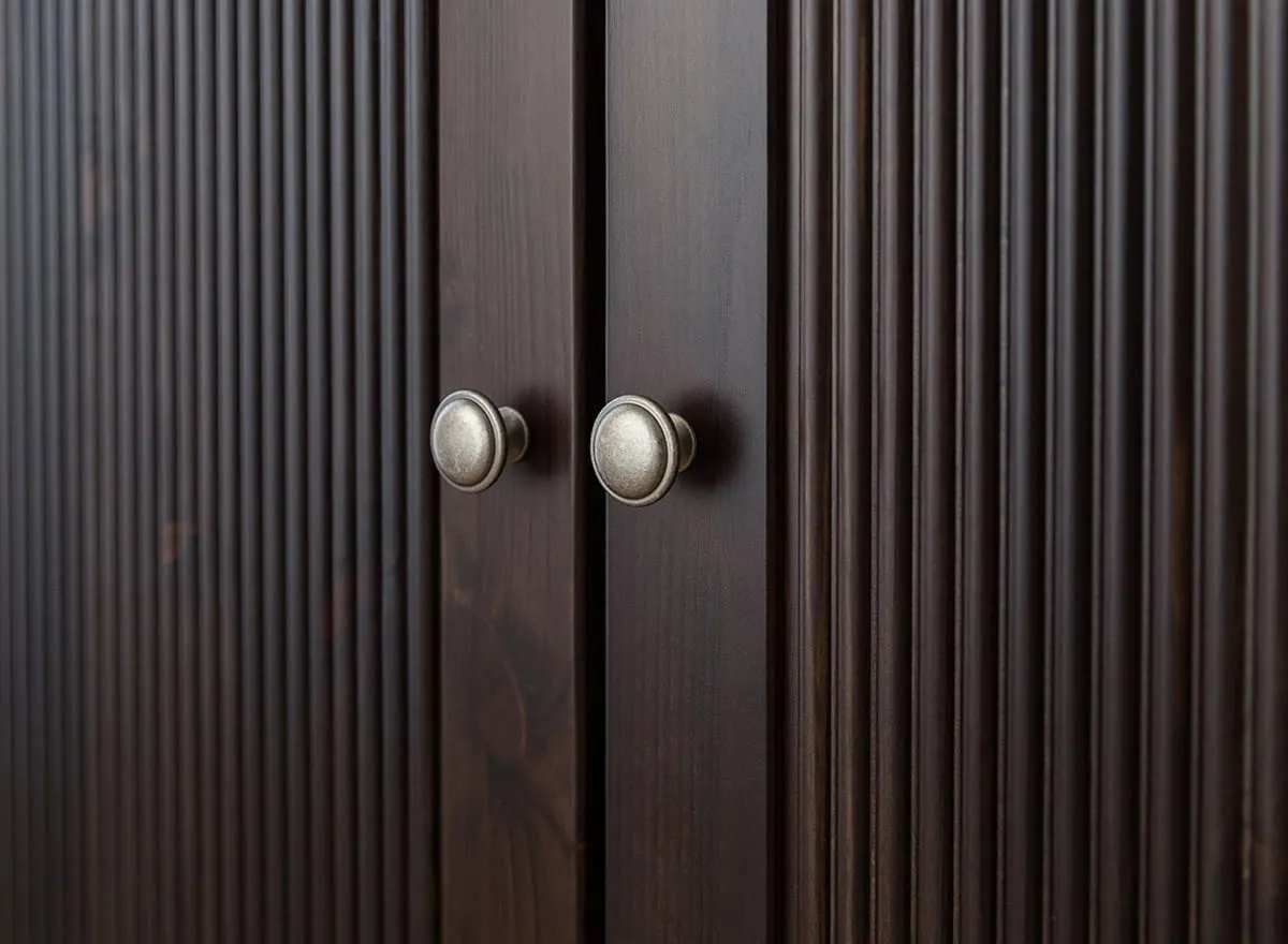 Szafa 2-drzwiowa drewniana ROSELLA 212x129 sosna ciemny brąz - SKROS01