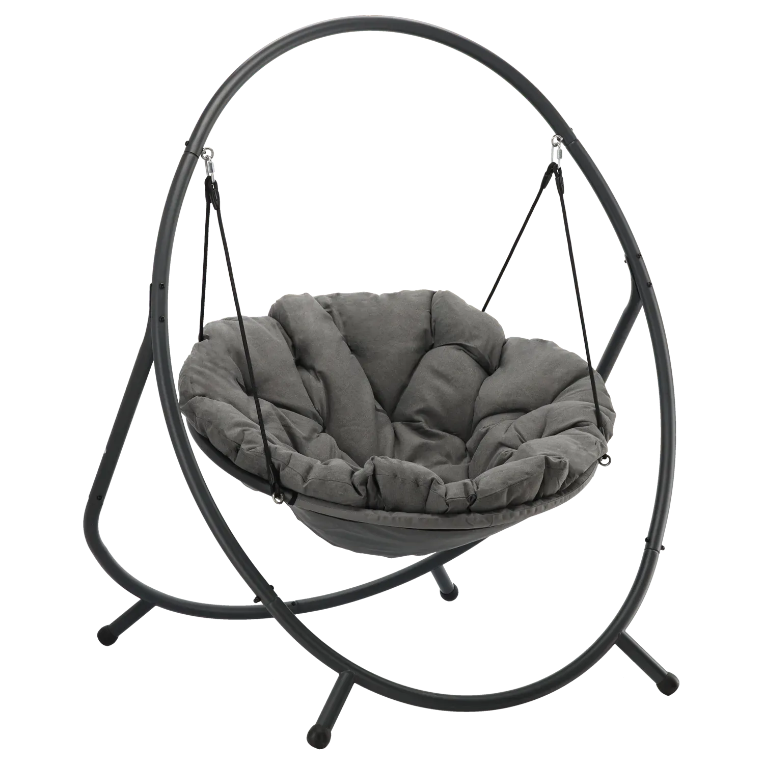 Fotel wiszący PATIO 115x140x167- ciemnoszara poduszka szara rama