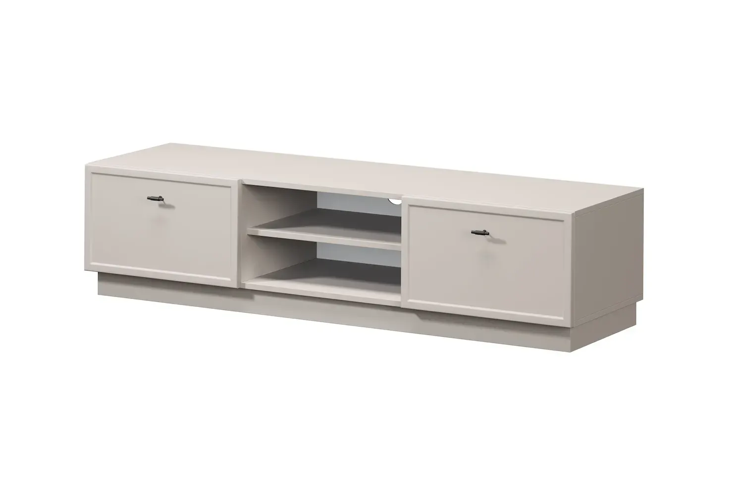 Szafka RTV z 2 szufladami LORINI 150 - cashmere uchwyt T-bar czarny cokół