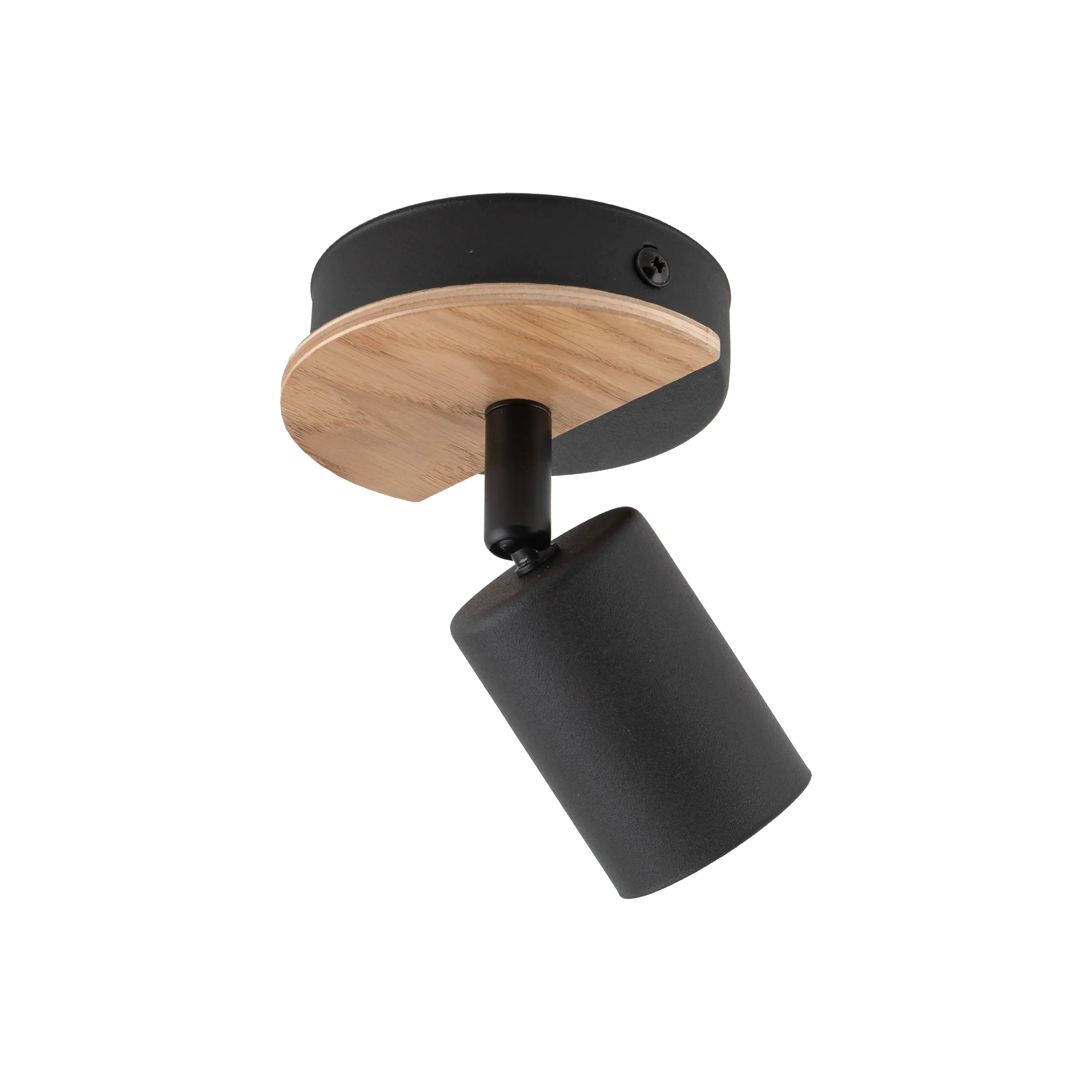 Lampa sufitowa / Kinkiet COVER czarna z drewnianym elementem regulowana 15x14x11cm - TK_4673