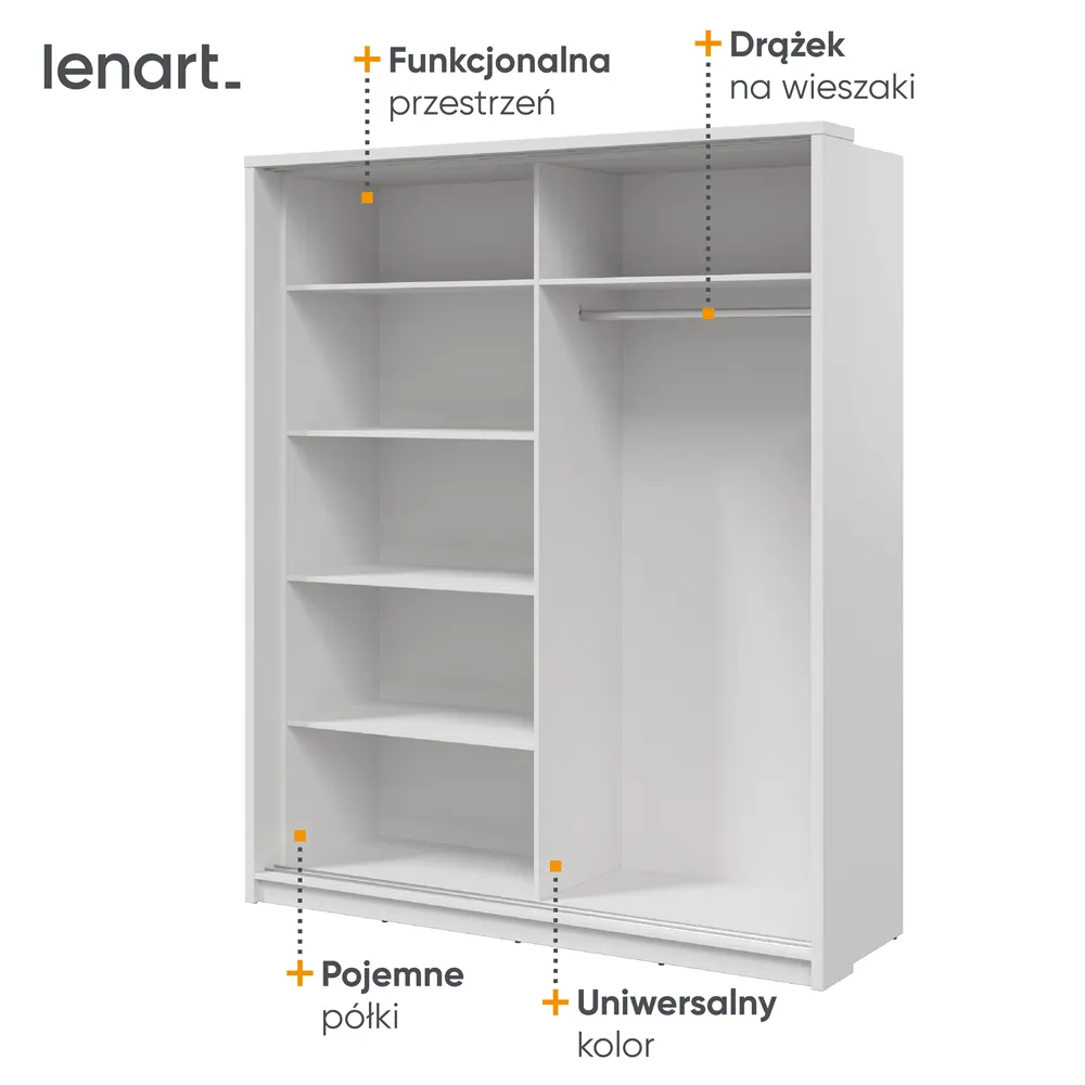 Szafa 2-drzwiowa z lustrem ARTI AR-25 180cm biała - AR25BI