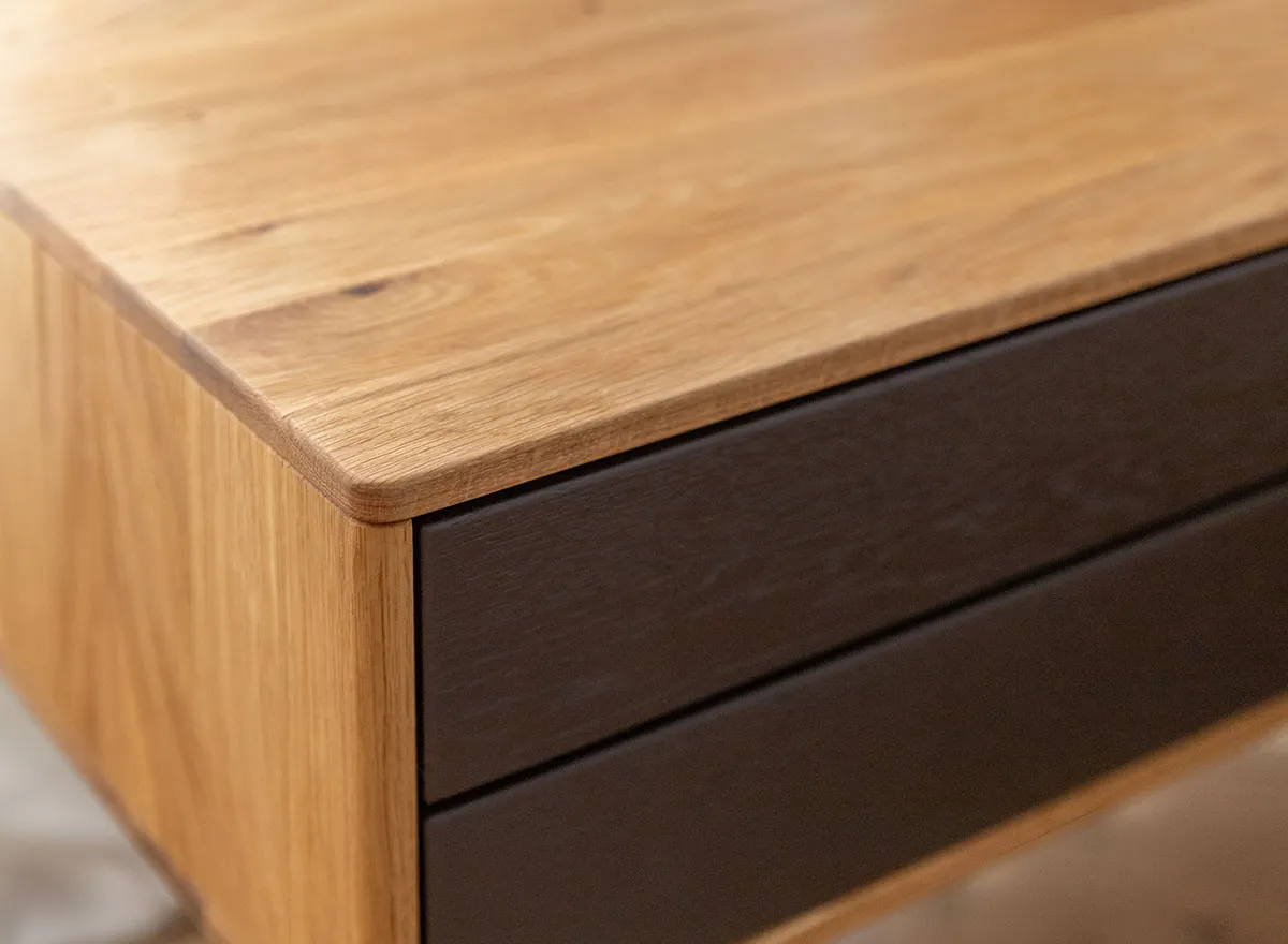 Szafka nocna dębowa wisząca z 2 szufladami SORA Dębowy Sen dąb olejowany grafit - ZINAK5_F