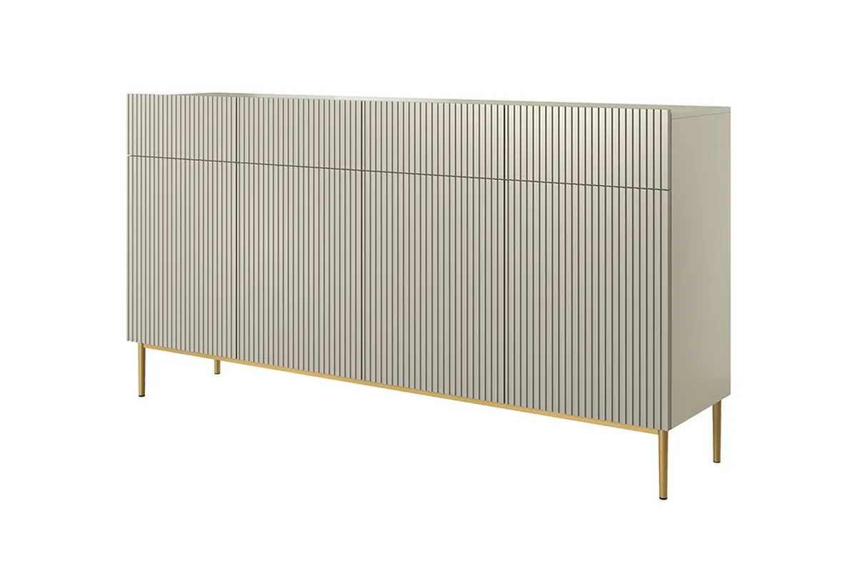 Komoda NICOLE 200 z 4 szufladami - kremowa - złoty stelaż