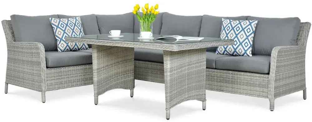 Narożnik ogrodowy modułowy MARYLAND DINING ze stołem technorattan szary - FG003019