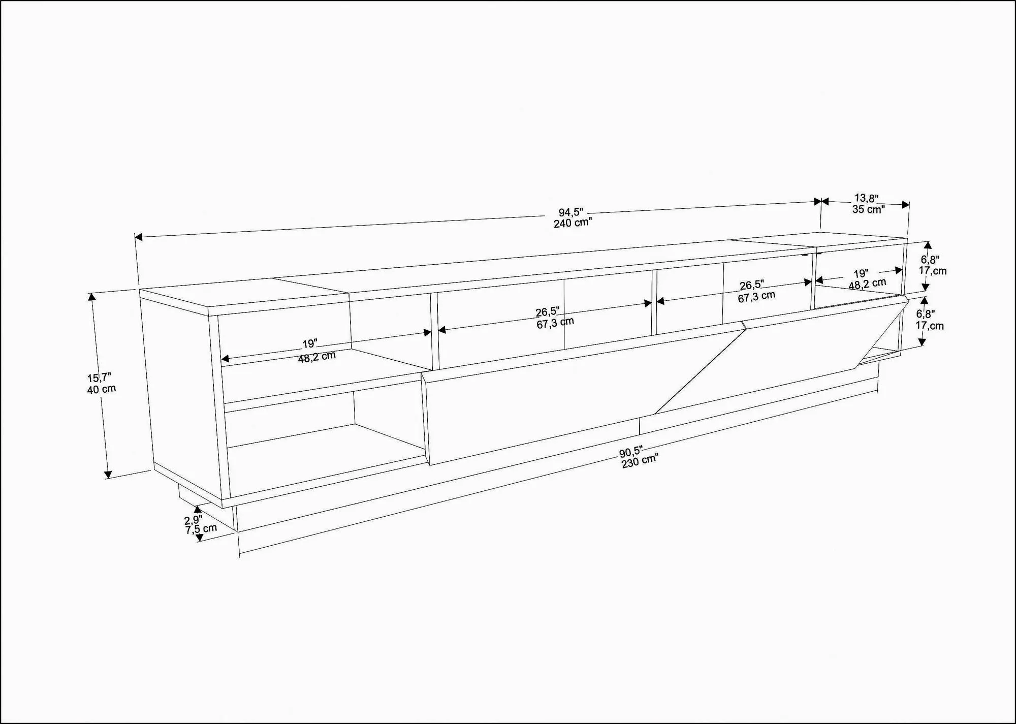 Szafka RTV 2-drzwiowa RHODES 240 cm antracytowa