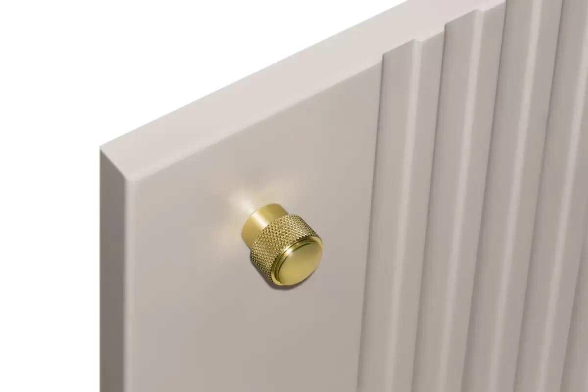 Komoda 2-drzwiowa z 3 szufladami VESPER 160 ryflowany front - cashmere złote uchwyty cokół - B_169437