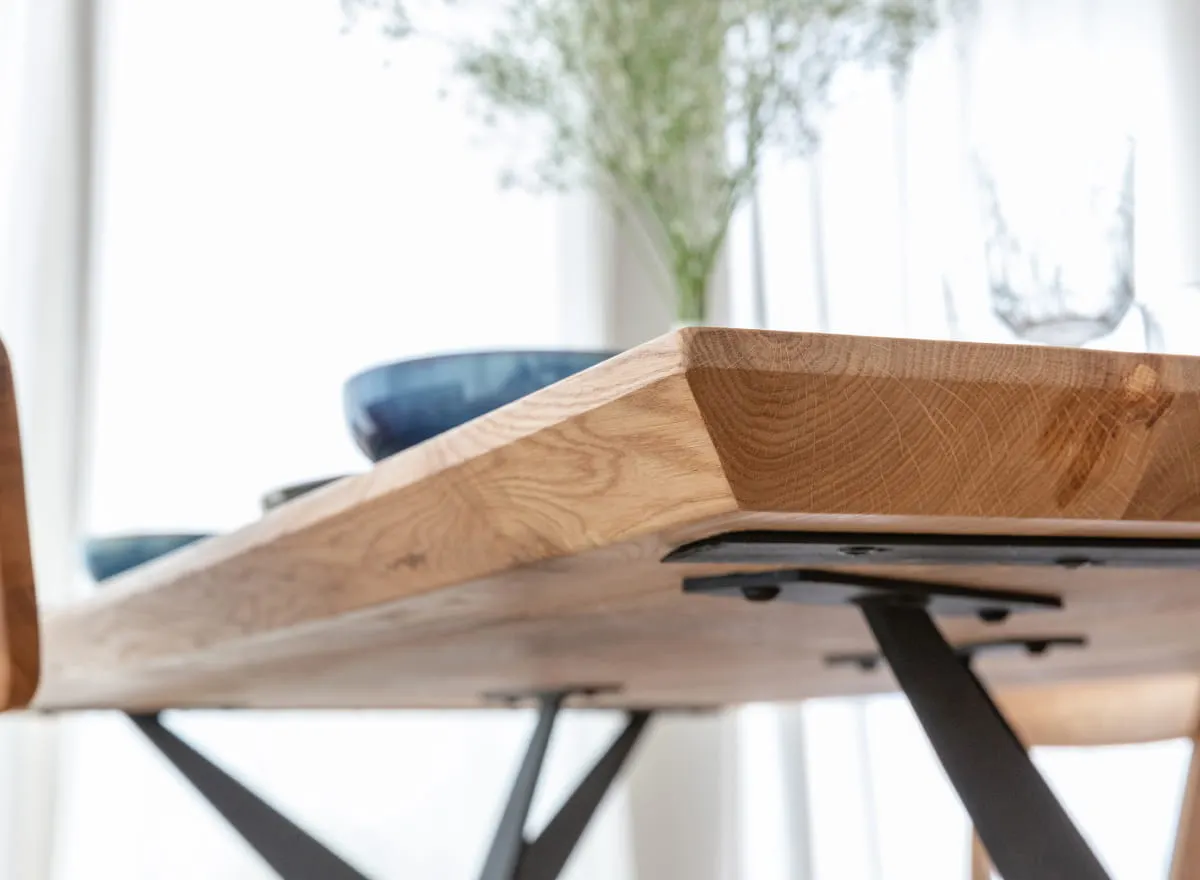 Stół dębowy na metalowych nogach CASERTA 200x100 blat 4cm - dąb olejowany, czarny - CASERTA100X200_4