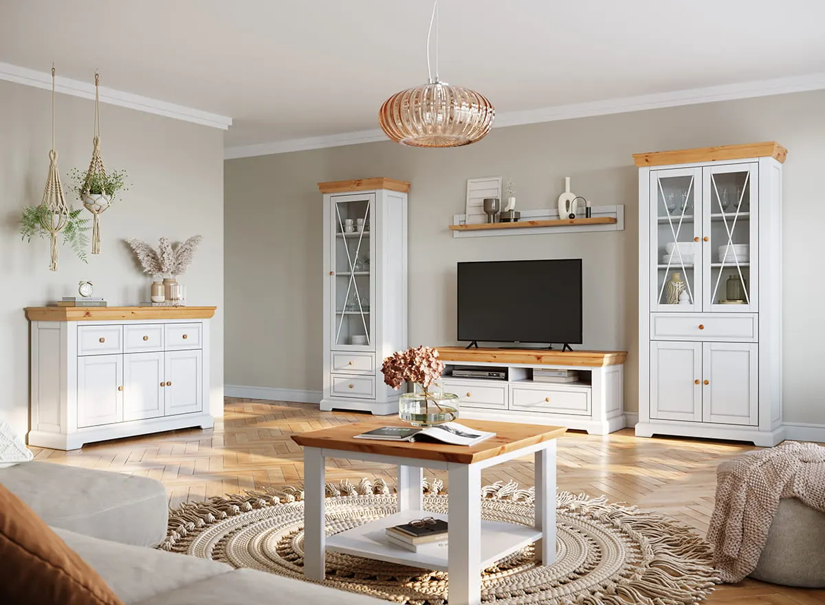 Stolik kawowy MARONE ELITE z półką 70x70 cm biały, złocisty - PLMEL15