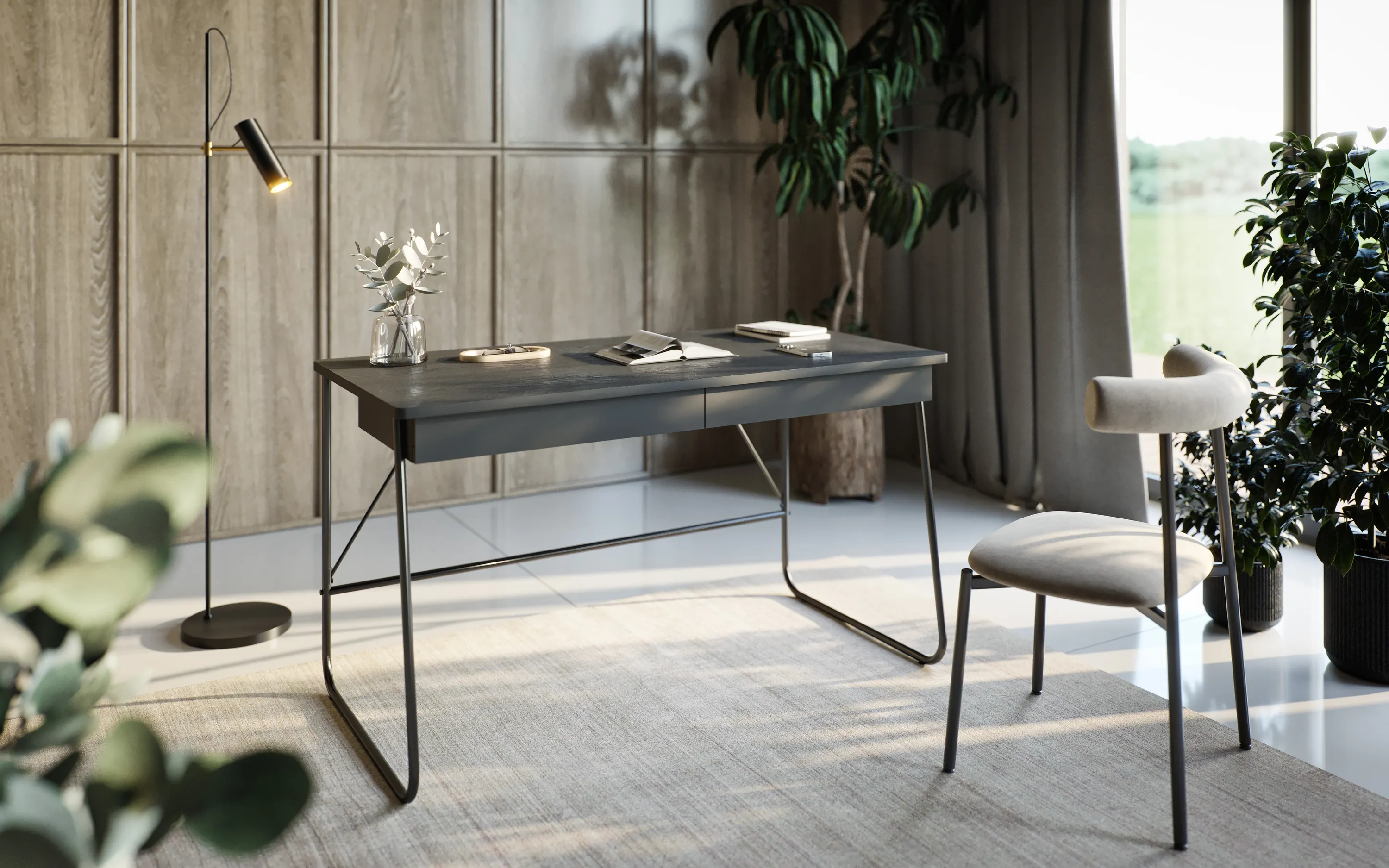 Biurko z 2 szufladami MATCH MB-01 czarny - MB1K