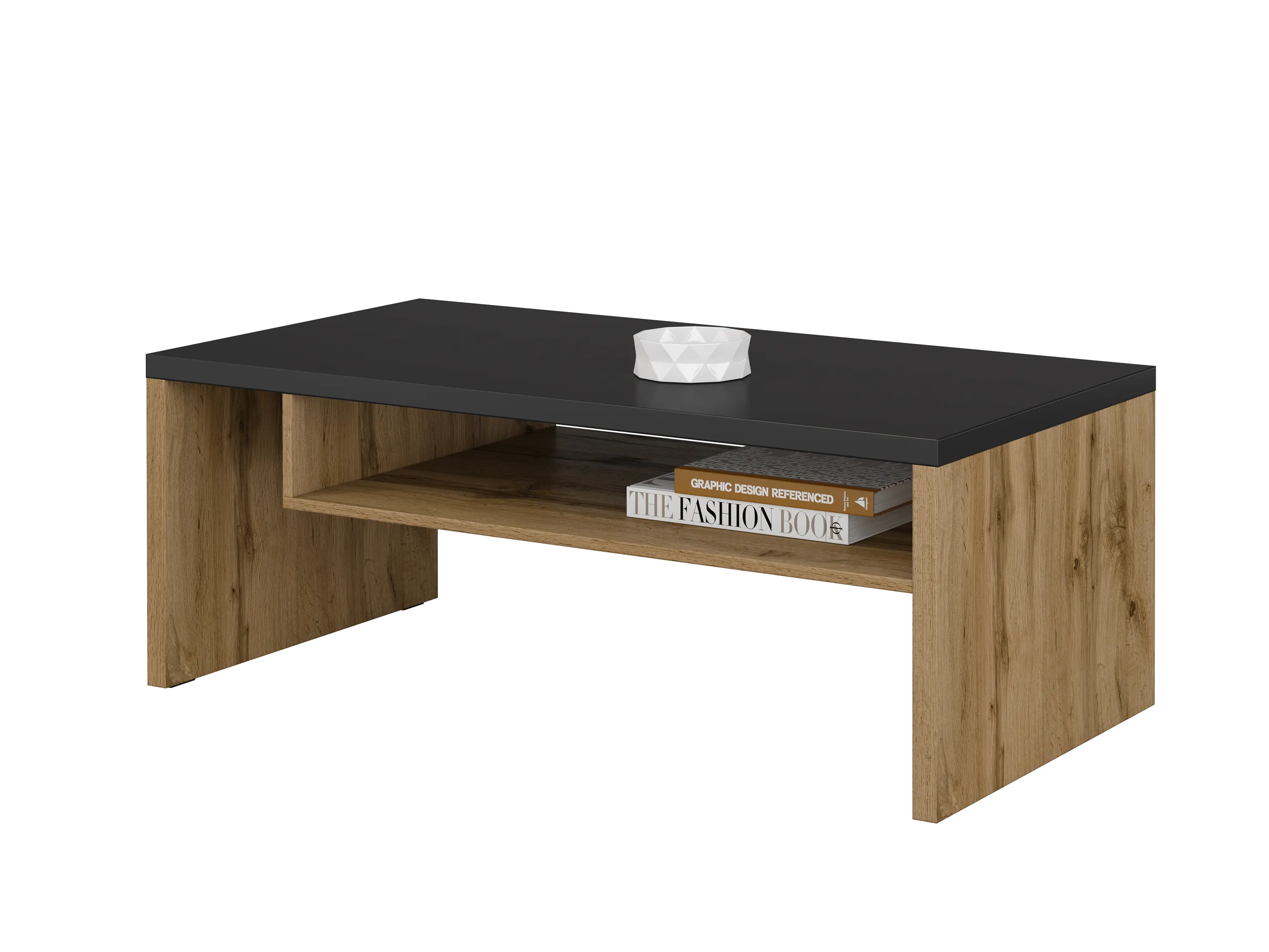 Stolik kawowy z półką CROSS 60x120 dąb wotan - 24N6MY99