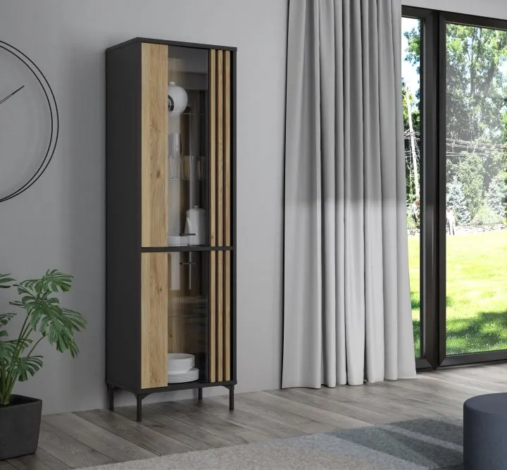 Witryna wąska szklana JOAKIMIS dąb mauvella - JMXV721-M637