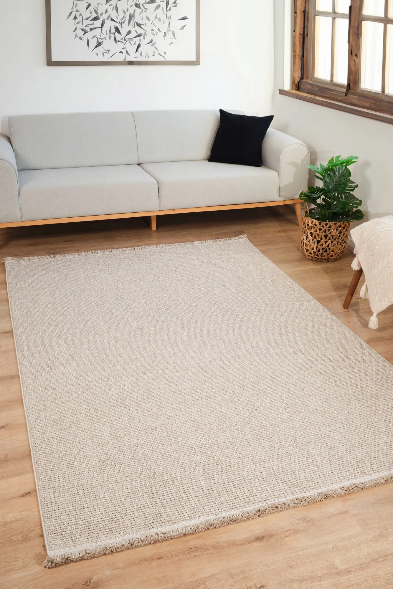 Dywan z frędzlami LOOPY 160 x 230 beżowy