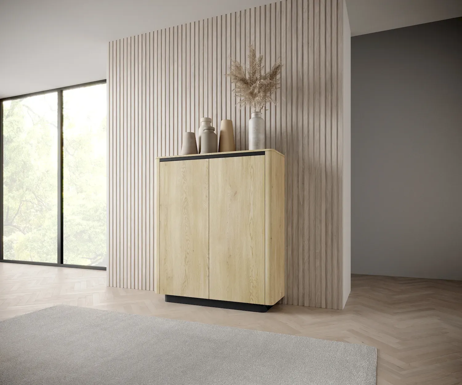 Komoda wysoka 2-drzwiowa TORRO dąb cremona czarny - LA_TORRO_KOMODA_WYSOKA_2D