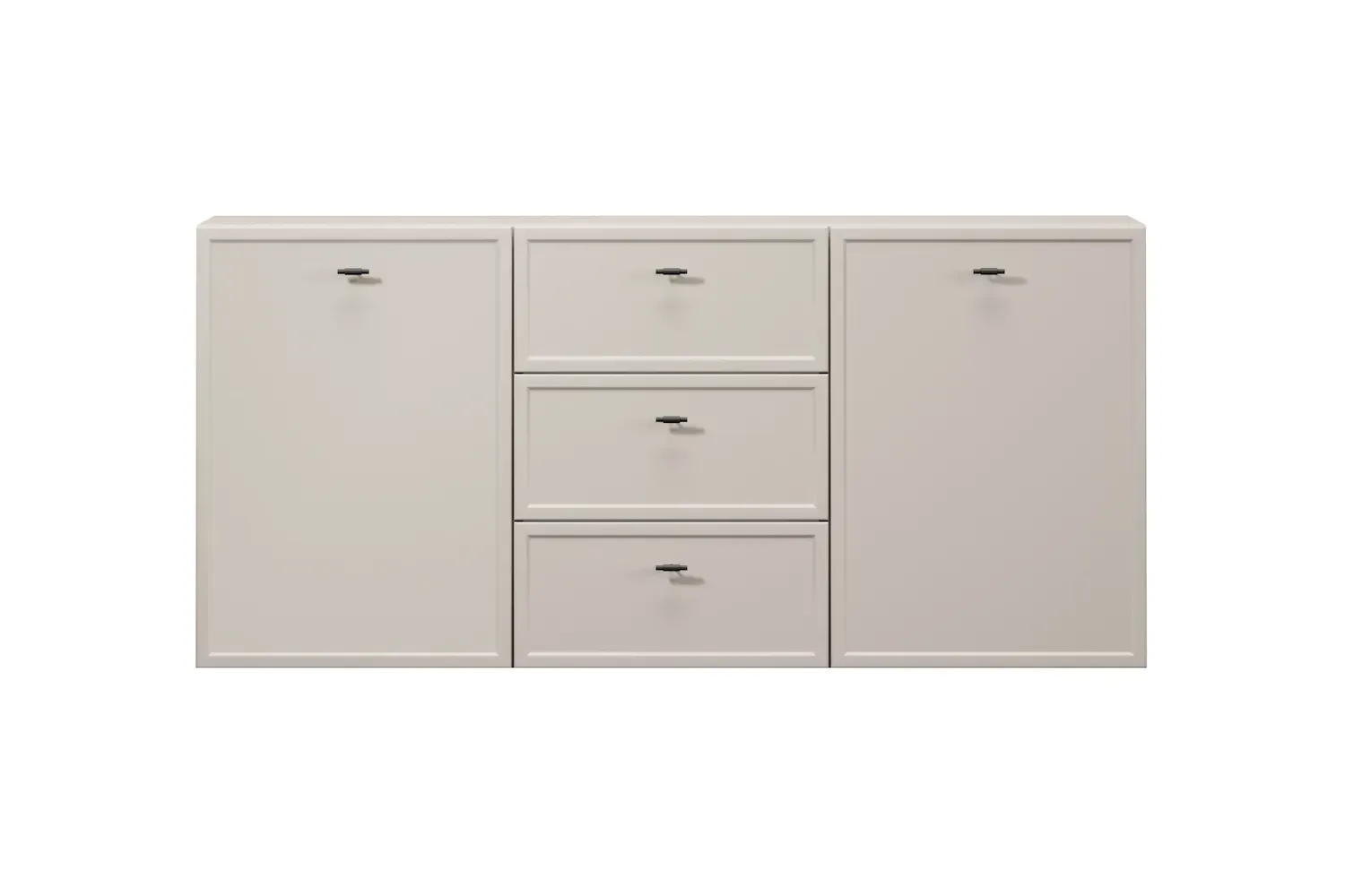 Komoda wisząca 2-drzwoiowa z 3 szufladami LORINI 150 - cashmere uchwyt T-bar czarny - B_166773