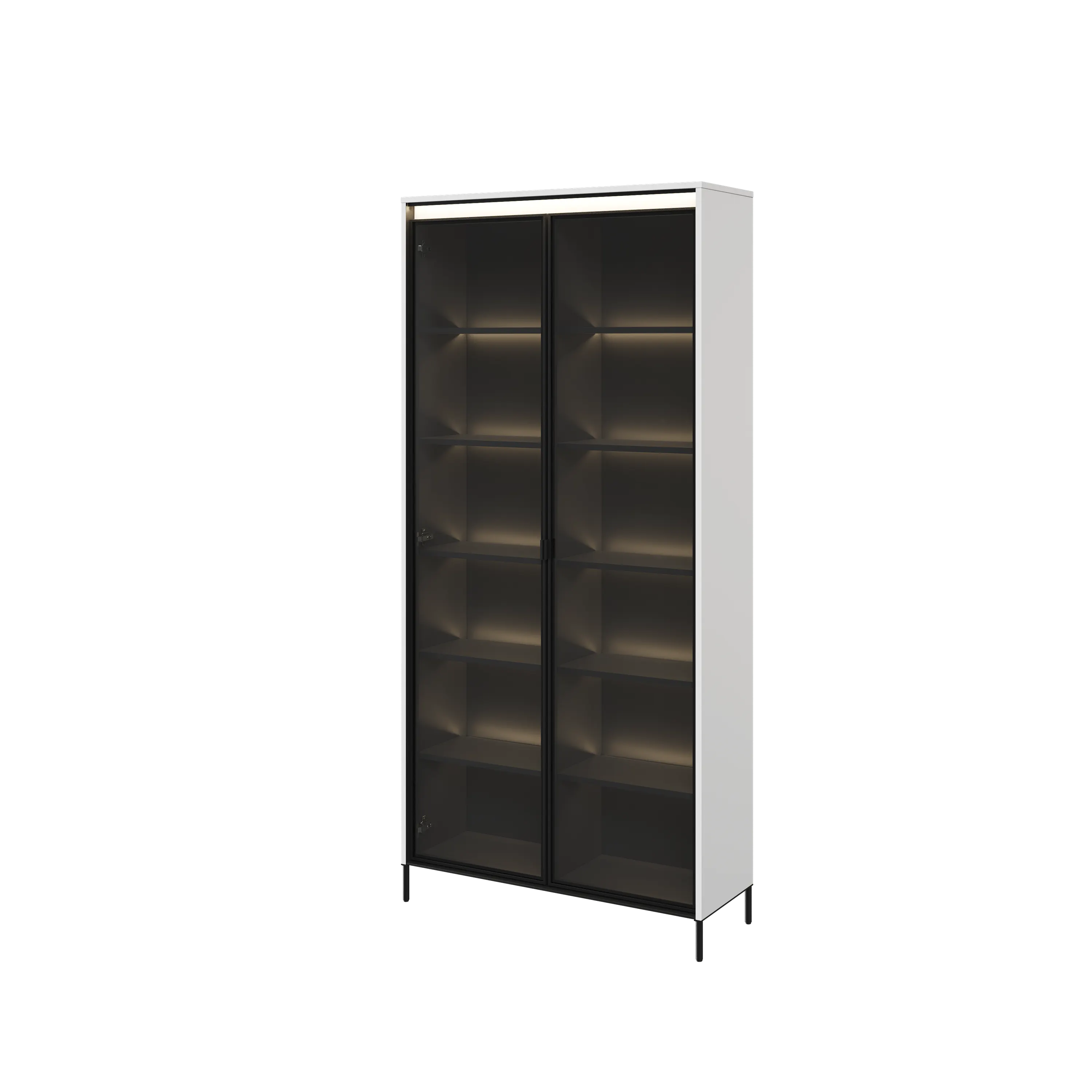 Witryna z oświetleniem TREND TR-07 2D biały/czarny - TR7BIC-V2