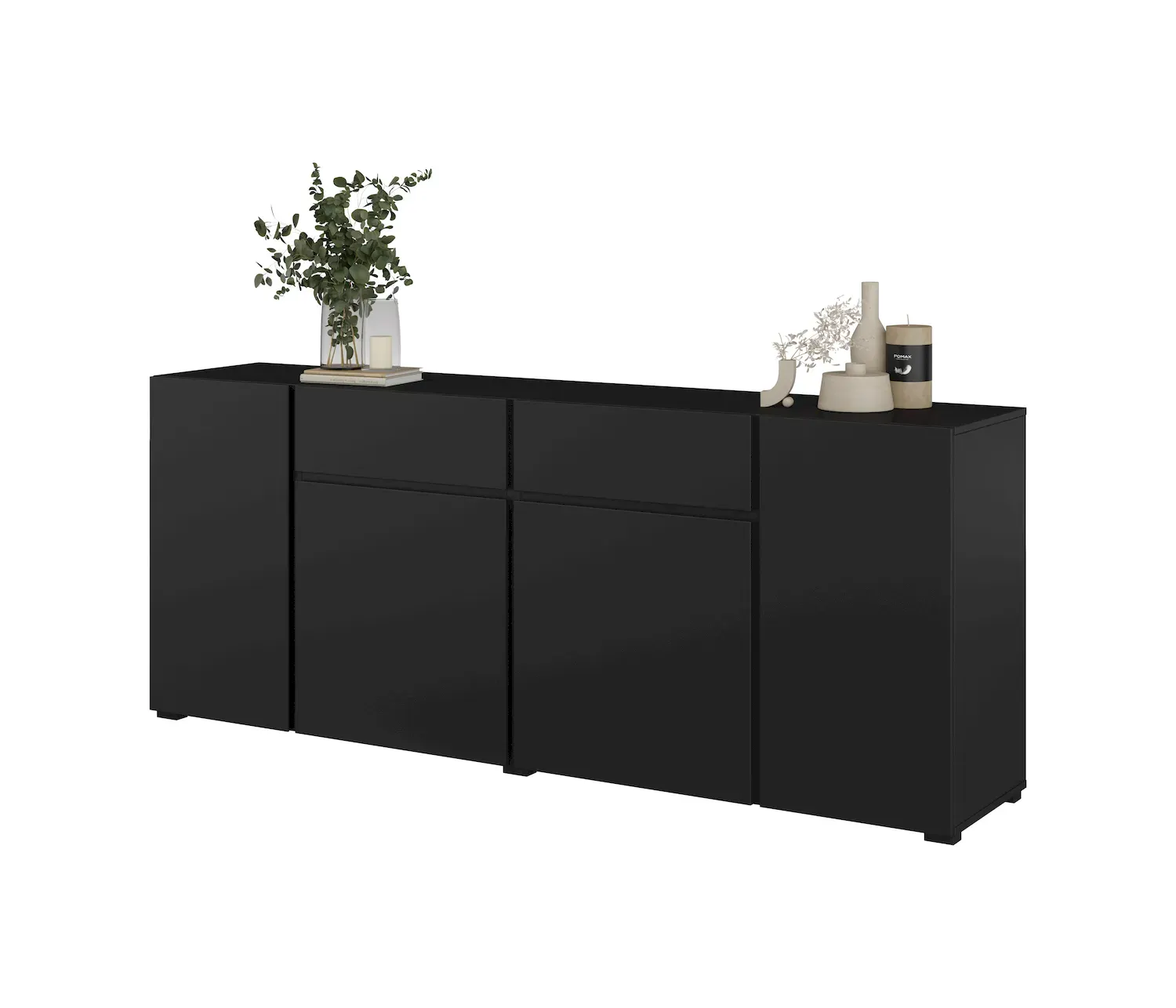 Komoda 4-drzwiowa z 2 szufladami ASYMETRIC czarny onyks - 24W3OA47