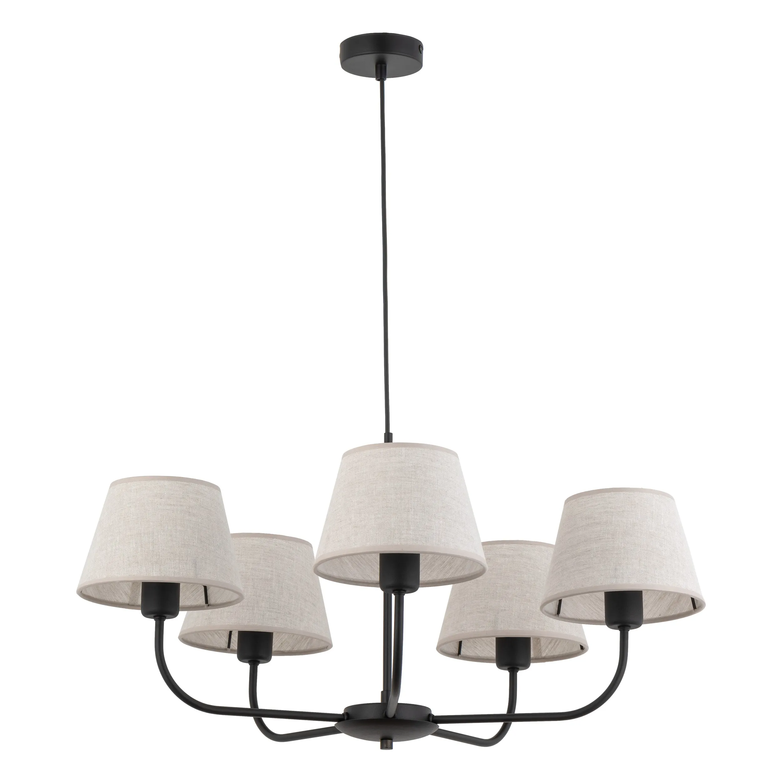 Lampa wisząca CHICAGO czarna z brązowymi kloszami z tkaniny 86x68x65cm