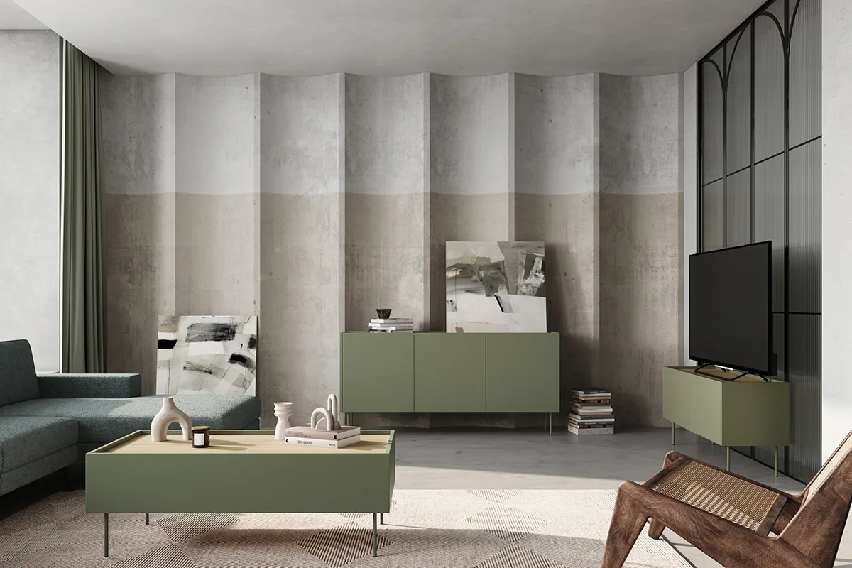 Szafka RTV DESIN 120 z szufladą zielona - dąb nagano - B_149066