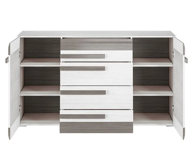 Komoda 2-drzwiowa z szufladami BLANCO 06 sosna śnieżna 165 cm - 1BLAN06-001