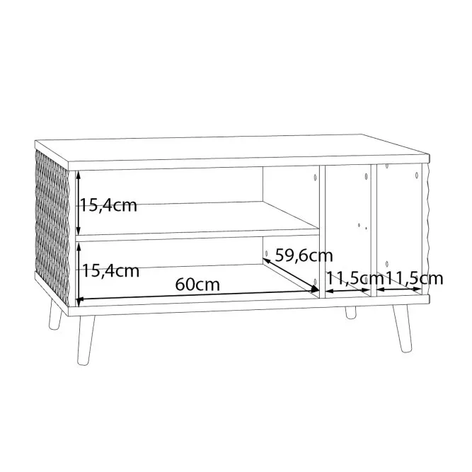 Stolik kawowy AKSANA z półką i przegrodami - dąb mauvella, biały - CFTT5204-M992