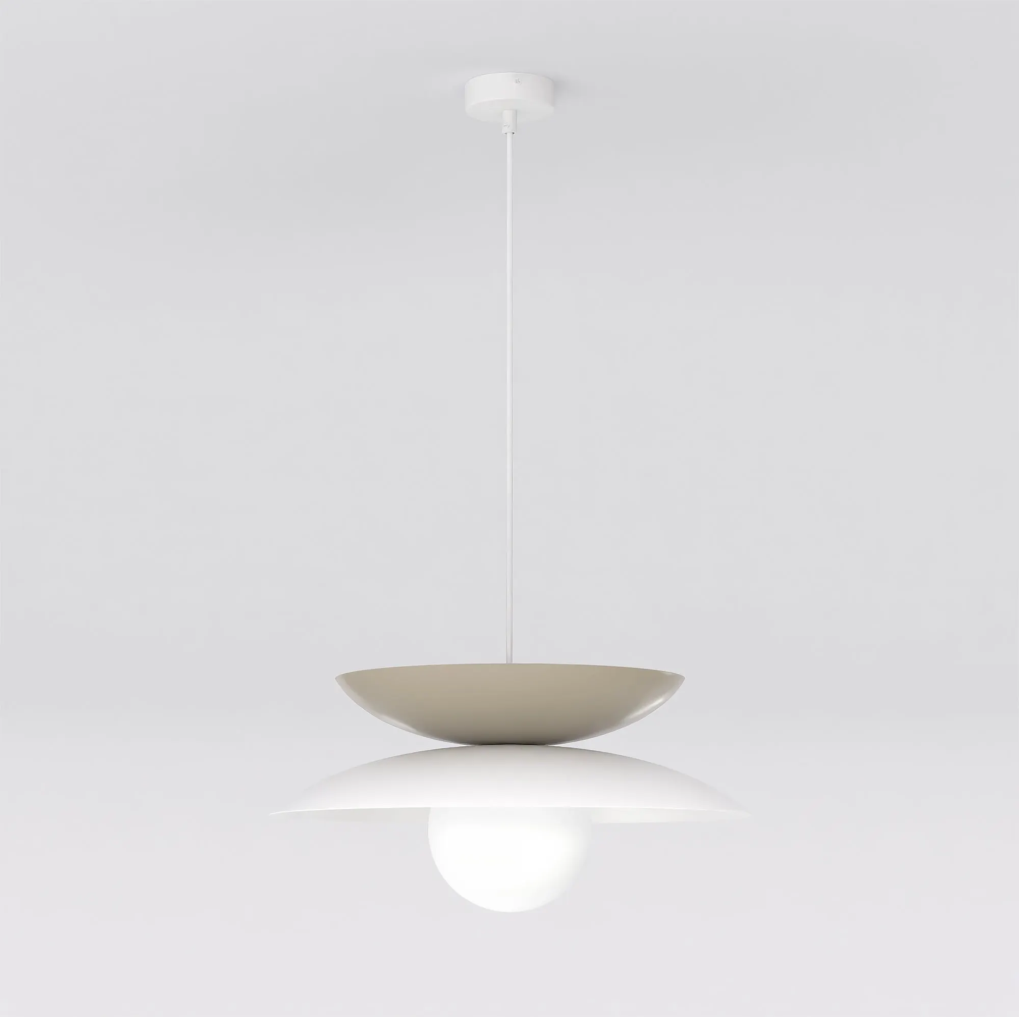 image lampa wisząca, kulka LED, biała lampa, lampa sufitowa, korpus metalowy