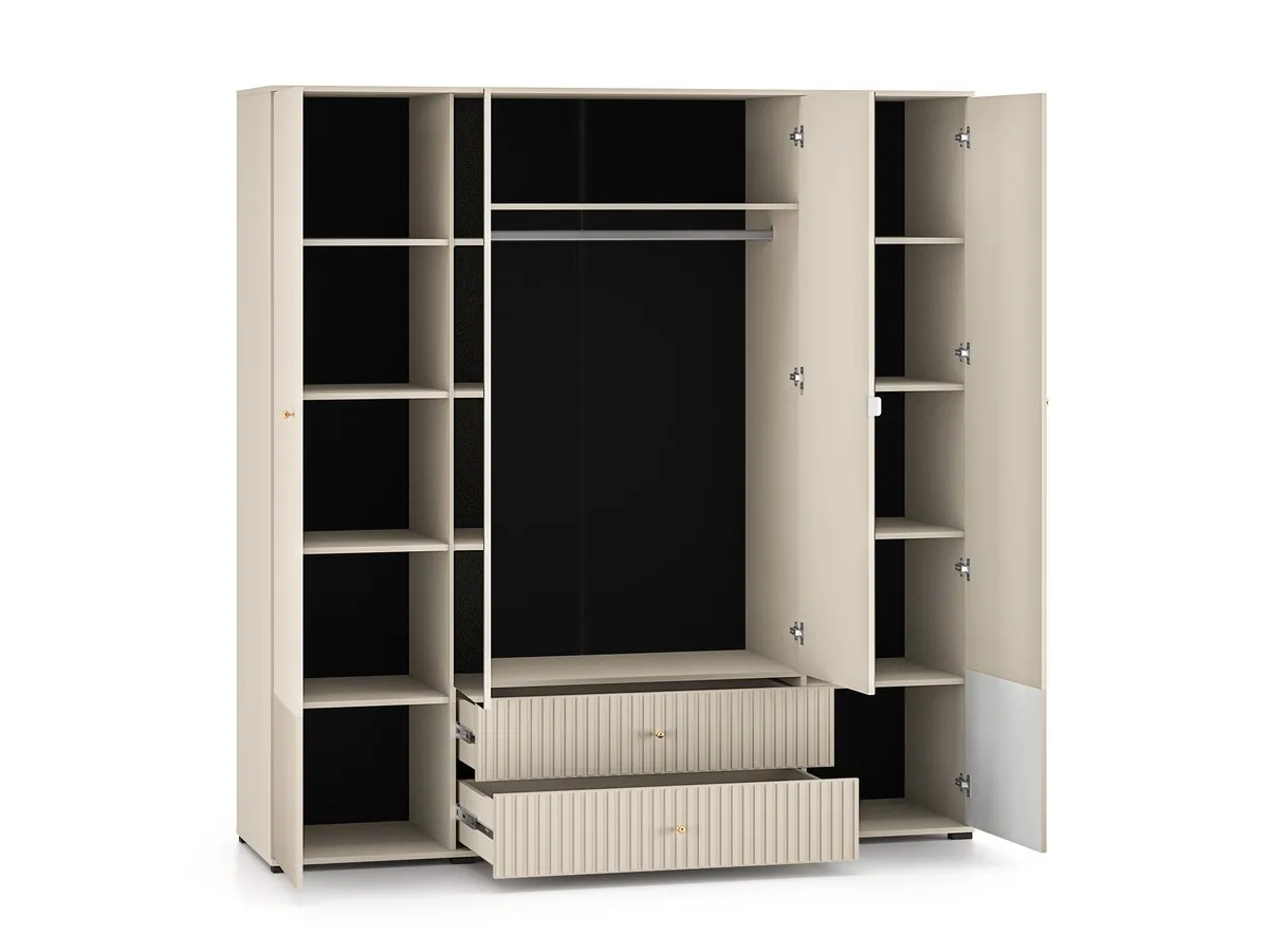 Szafa 4-drzwiowa z lustrem i szufladami SOPHIE 200x210 kaszmirowa - 1SOPH23-001