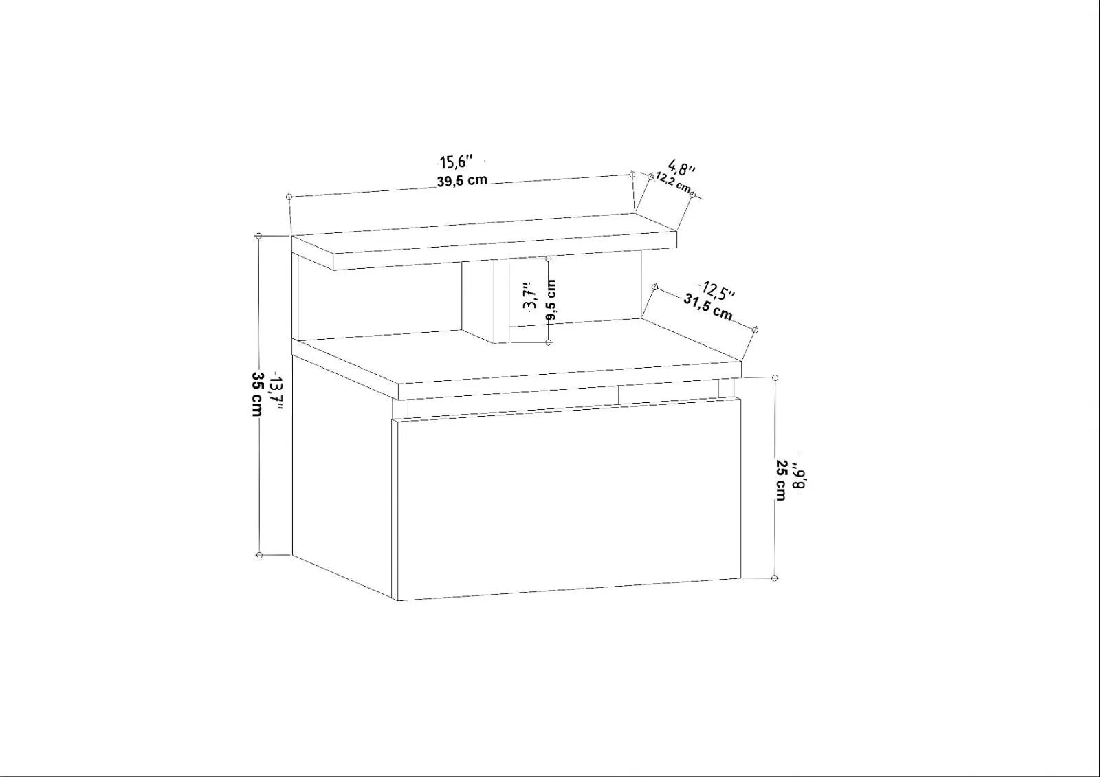 Szafka nocna wisząca z klapą ALICE antracyt - ASI_322RTC1607
