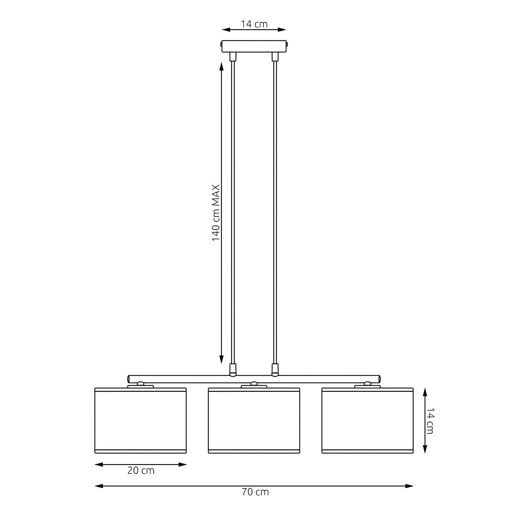 lampa, światło wiszące, oprawa sufitowa, trzypunktowa, metal