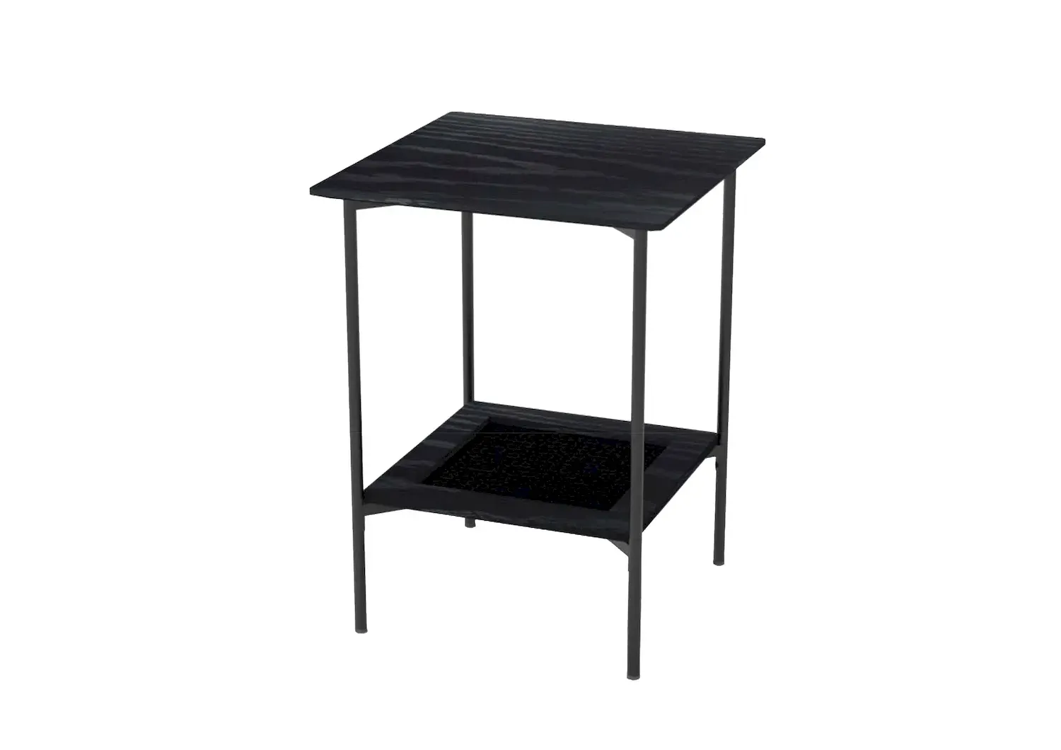 Stolik PENSACOLA z technorattanową półką 45x45 cm - czarny Stolik PENSACOLA z technorattanową półką 45x45 cm - czarny