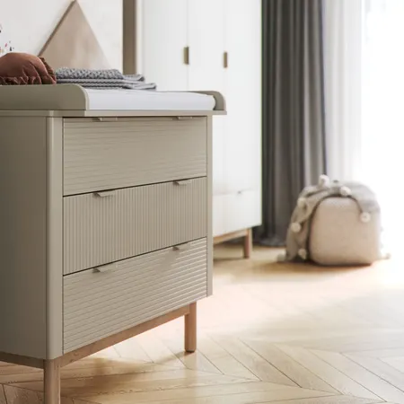 Komoda z szufladami MILOO 100x90 beżowa frezowana - PIN_045-023-945