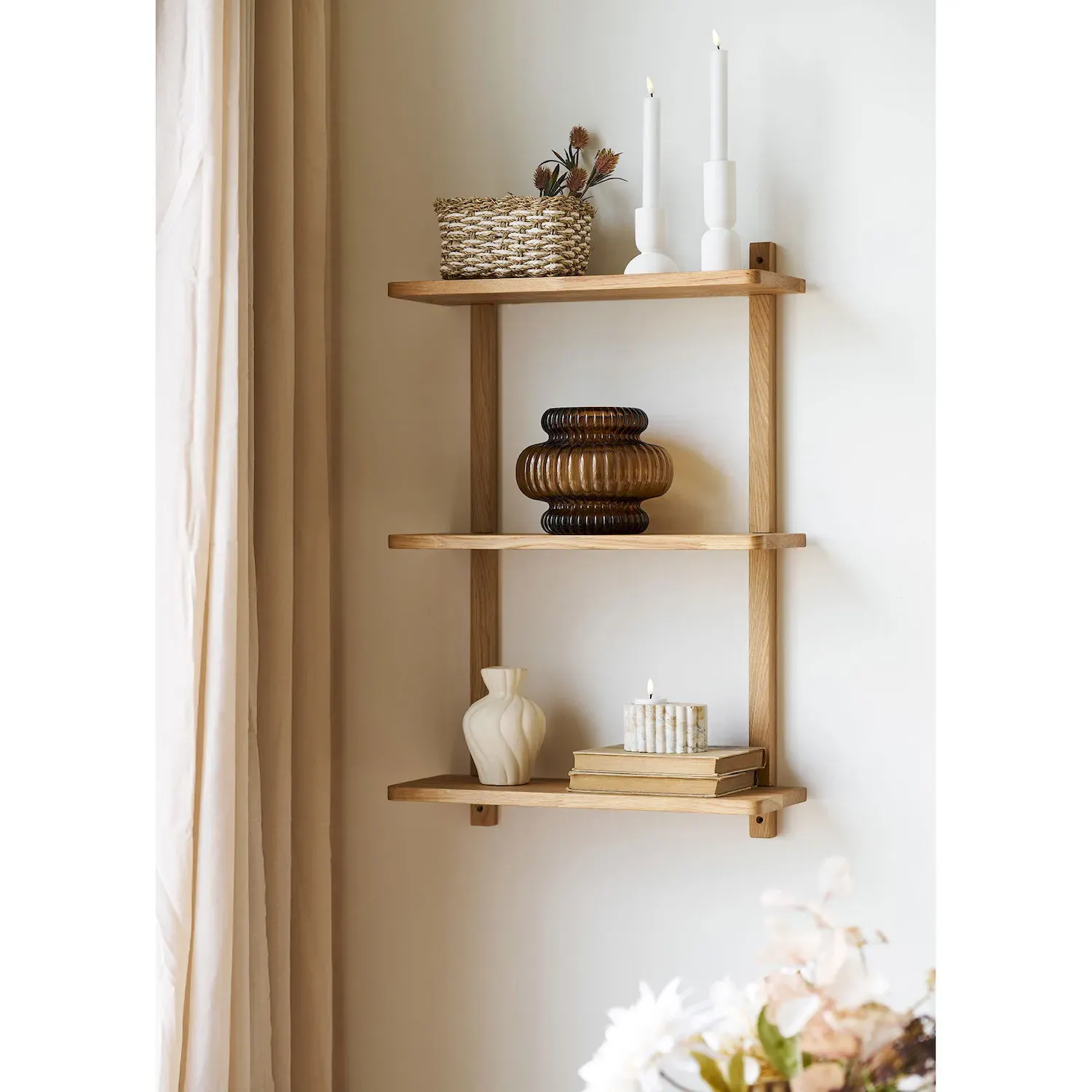 Półka ścienna drewniana 3-poziomowa TOWNSVILLE 20x50x75 cm naturalny - 4291147