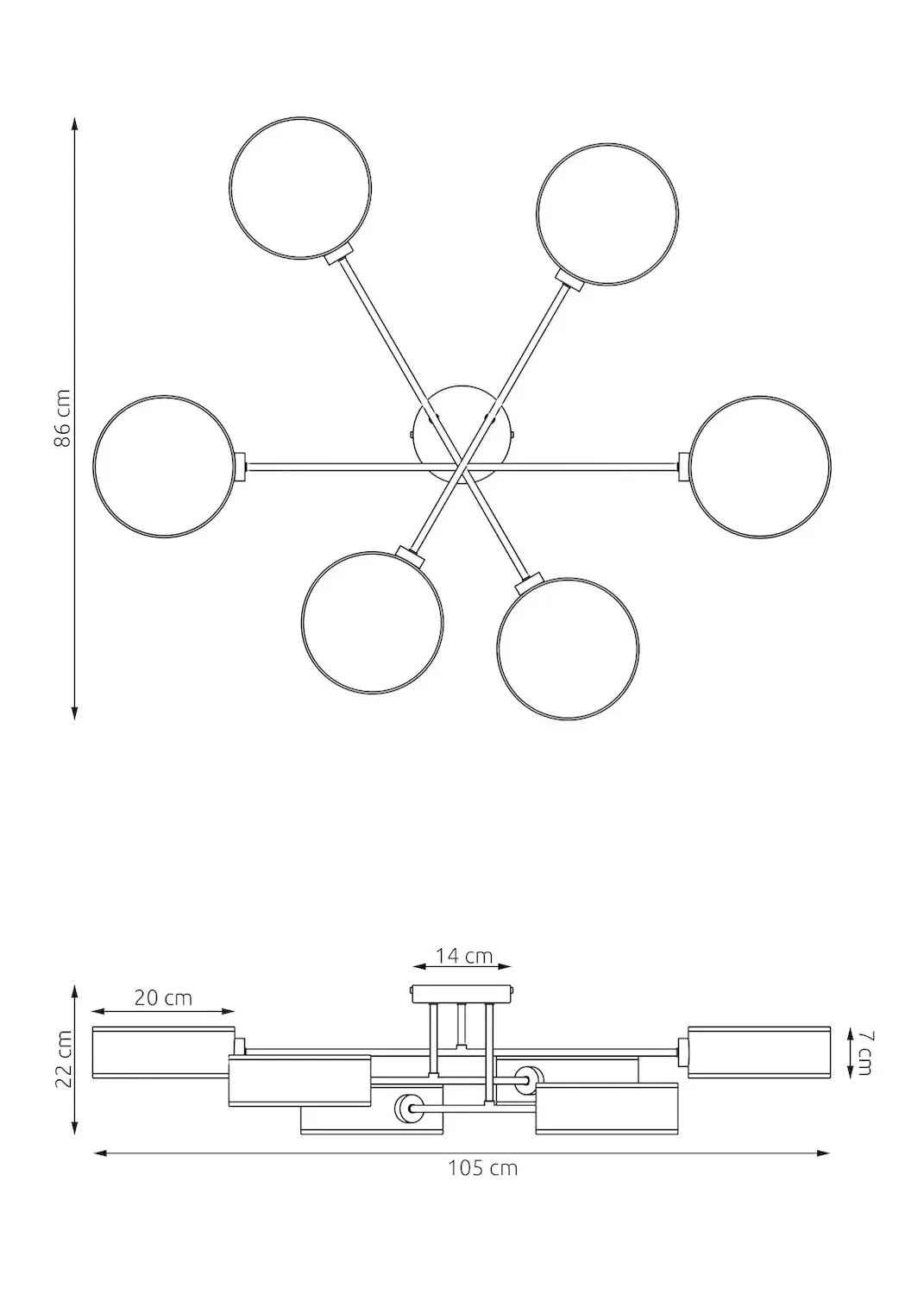 Lampa sufitowa plafon MAGA 6 abażur brązowa - 1569/6