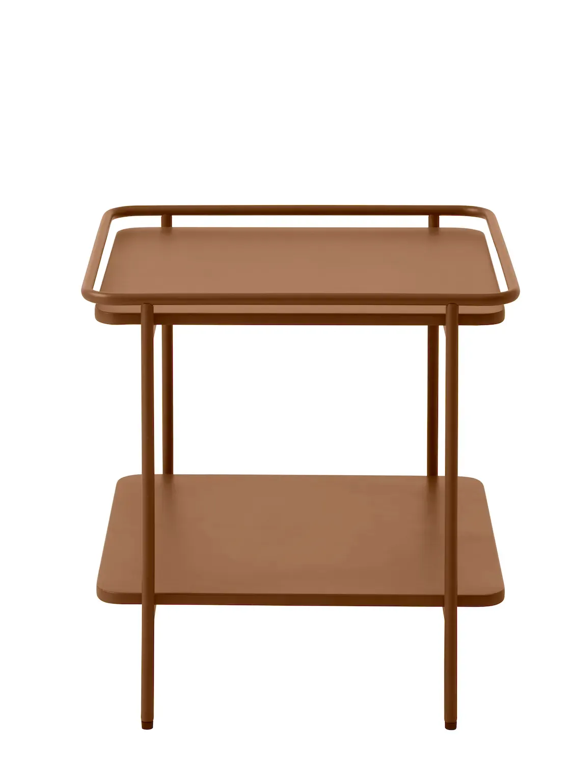 Stolik kawowy metalowy YUBA z półką 45x45 cm - ceglasty