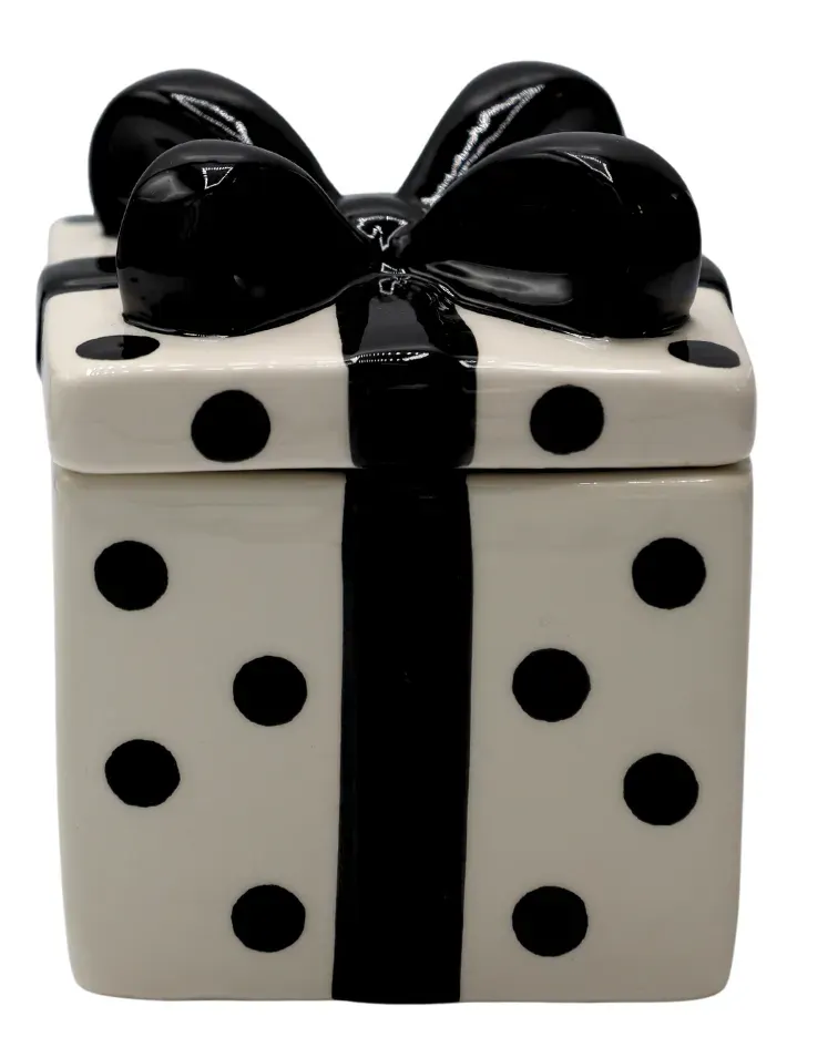 Puzderko ceramiczne PREZENT DUŻY biało-czarny
