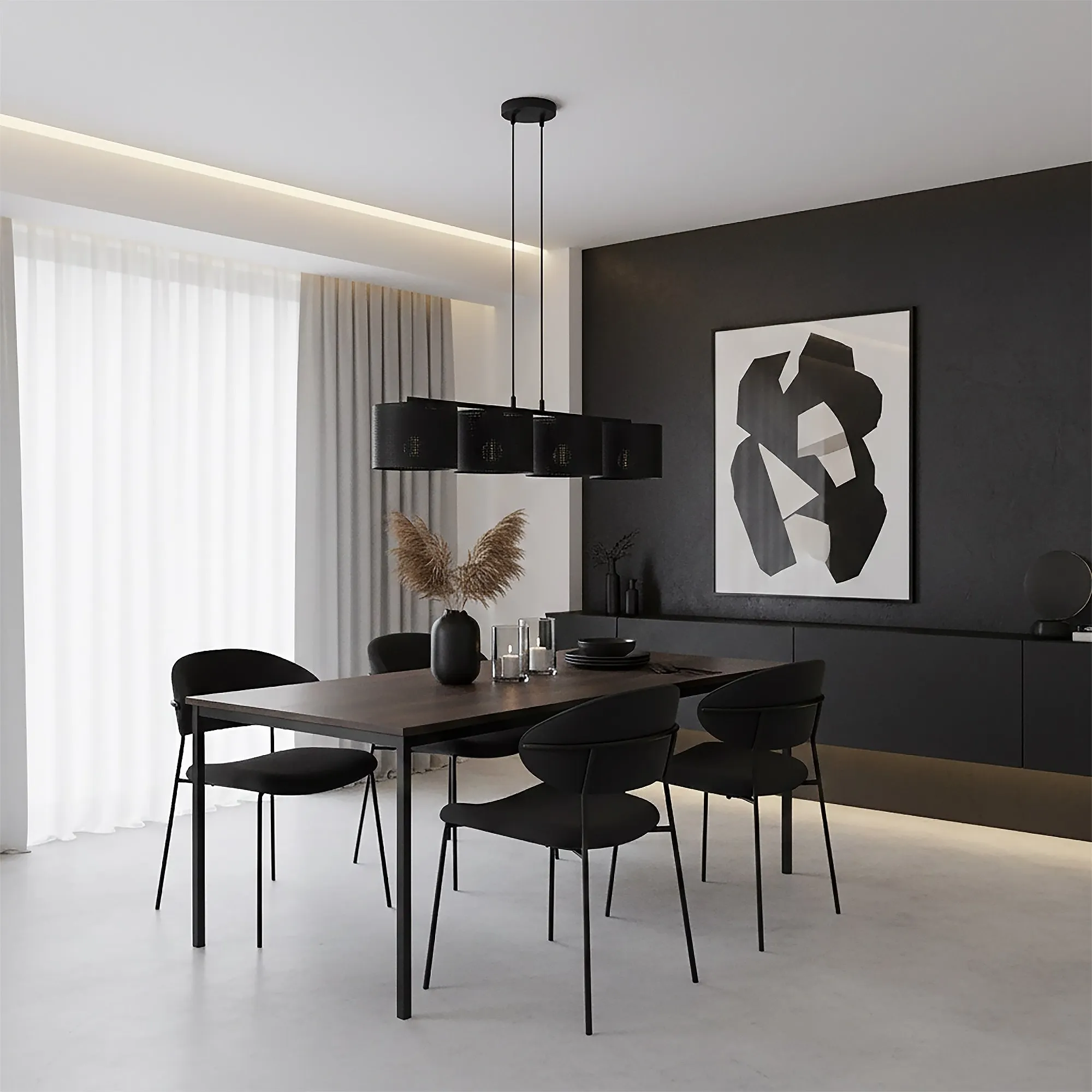 Lampa wisząca LUX 4 BLACK z abażurem czarna - 1670/4