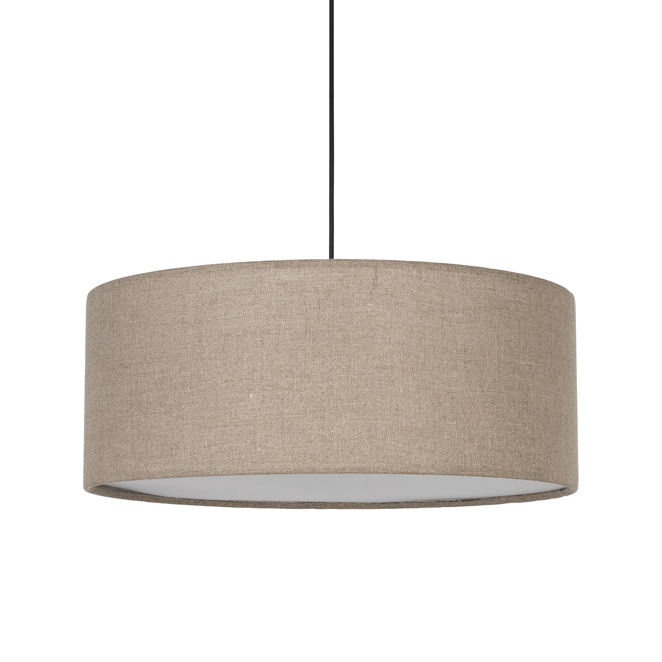 Lampa wisząca EARTH czarna z brązowym kloszem z tkaniny białym spodem okrągłym 110x50cm - TK_10100