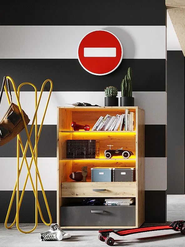 Regał LED Qubic QB-06 dąb artisan - QB6DAR