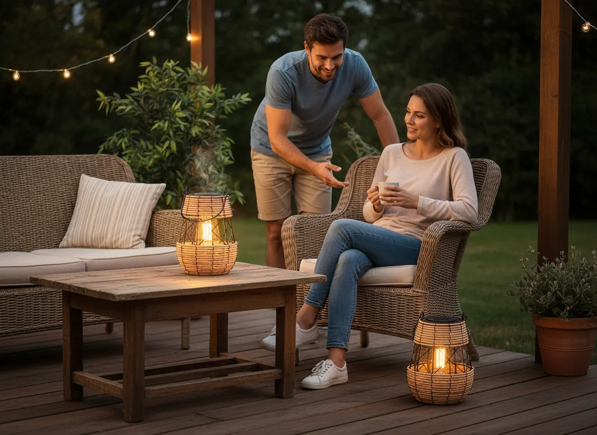 image meble-ogrodowe, lampa, lampiony, koc-ogrodowy, sofa-z-widokiem