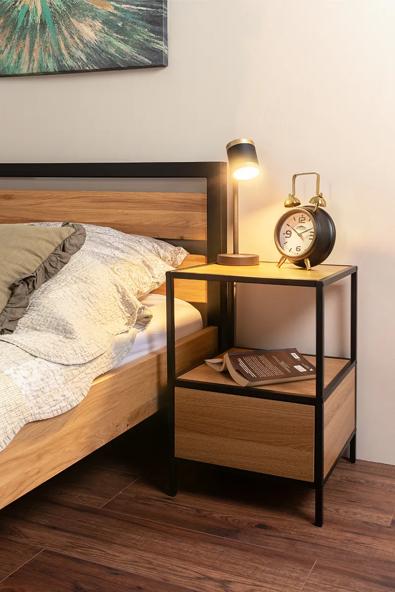 Szafka nocna z szufladą GEO S dąb + czarny - GEOSDC