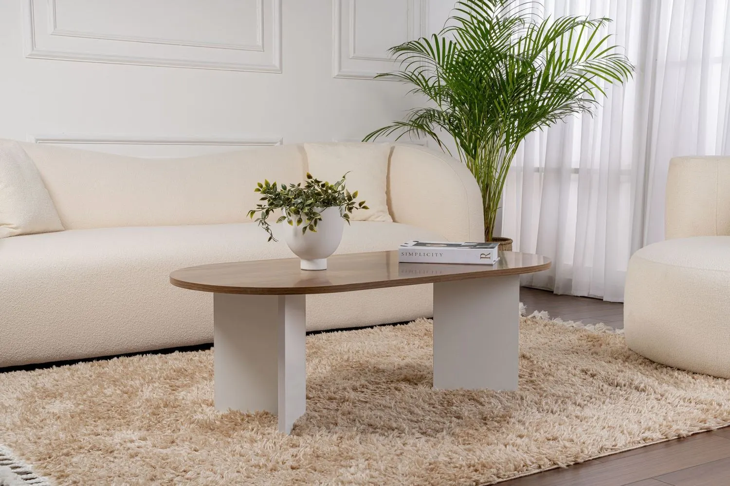 Stolik kawowy SABLE 60x120 orzechowy biały — zdjęcie 7