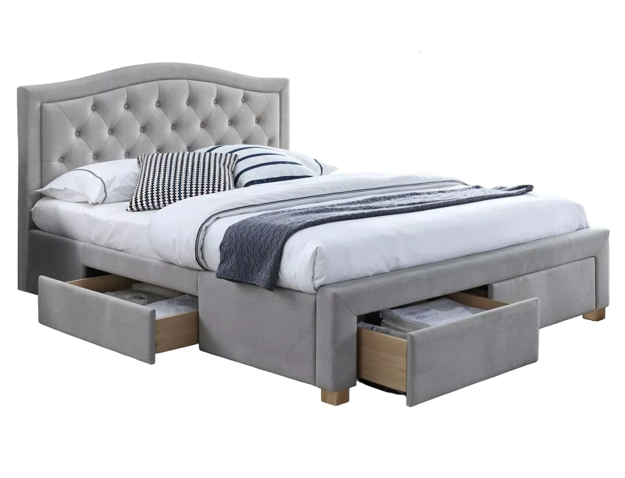 Łóżko z szufladami ELECTRA 140x200 tapicerowane tap.76 szare