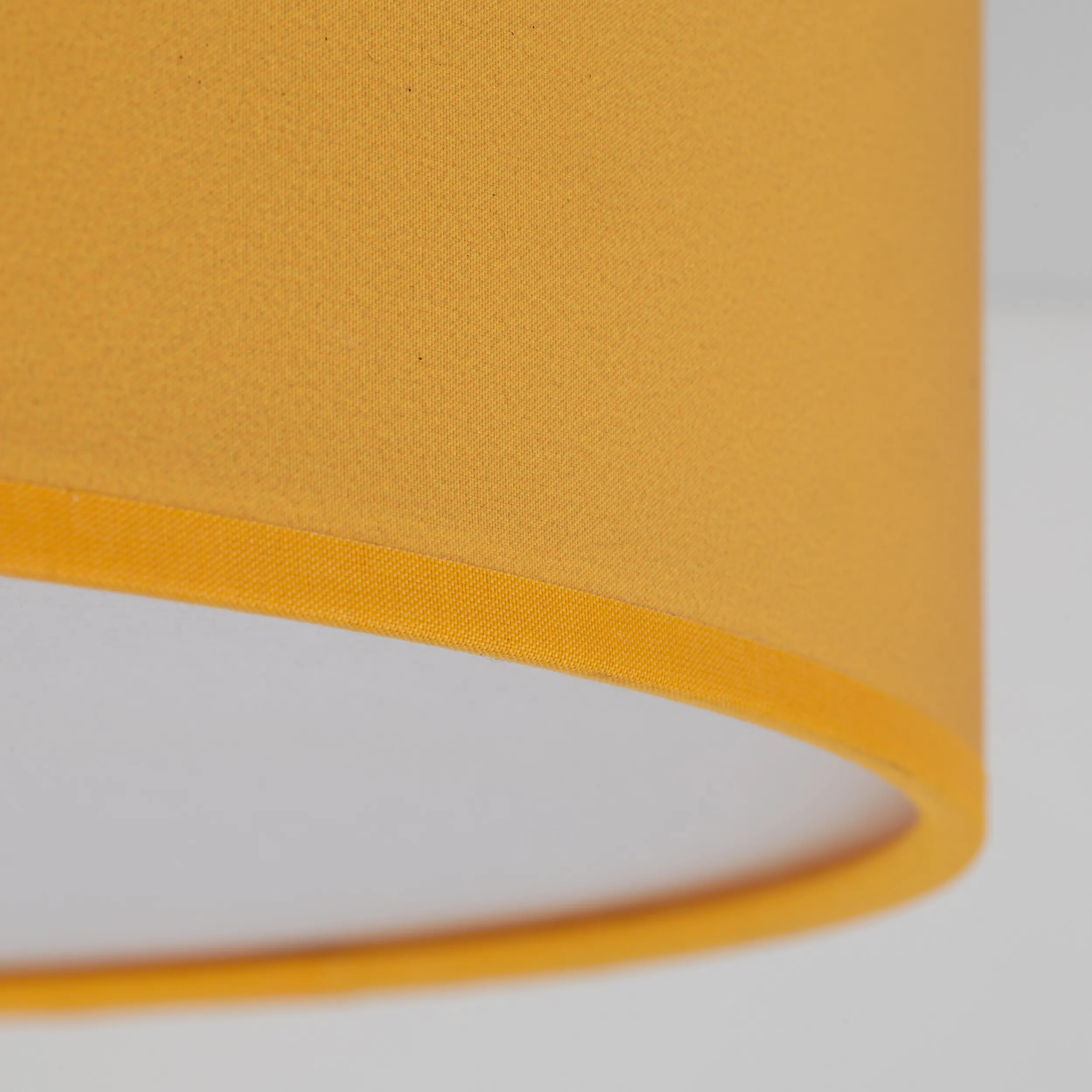 Lampa sufitowa NICOLA żółta z tkaniny z białym kloszem okrągła 38x14cm - TK_10154