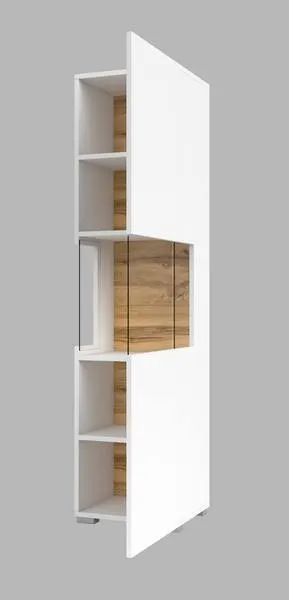 Witryna szklana AVA 05 stojąca/wisząca 140x36 biała dąb wotan - 249NLM05