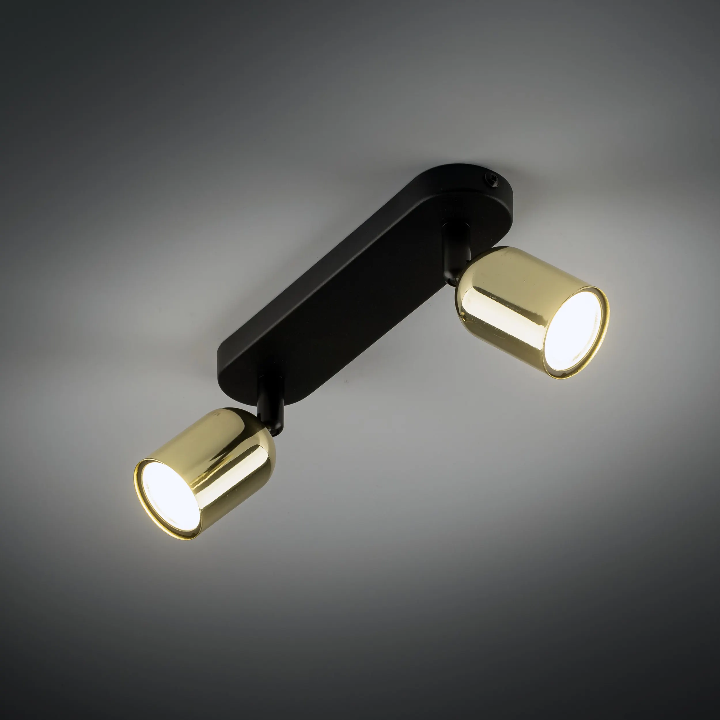 Lampa sufitowa TOP złota metalowa na czarnej listwie regulowana 35x18x14cm - TK_6031